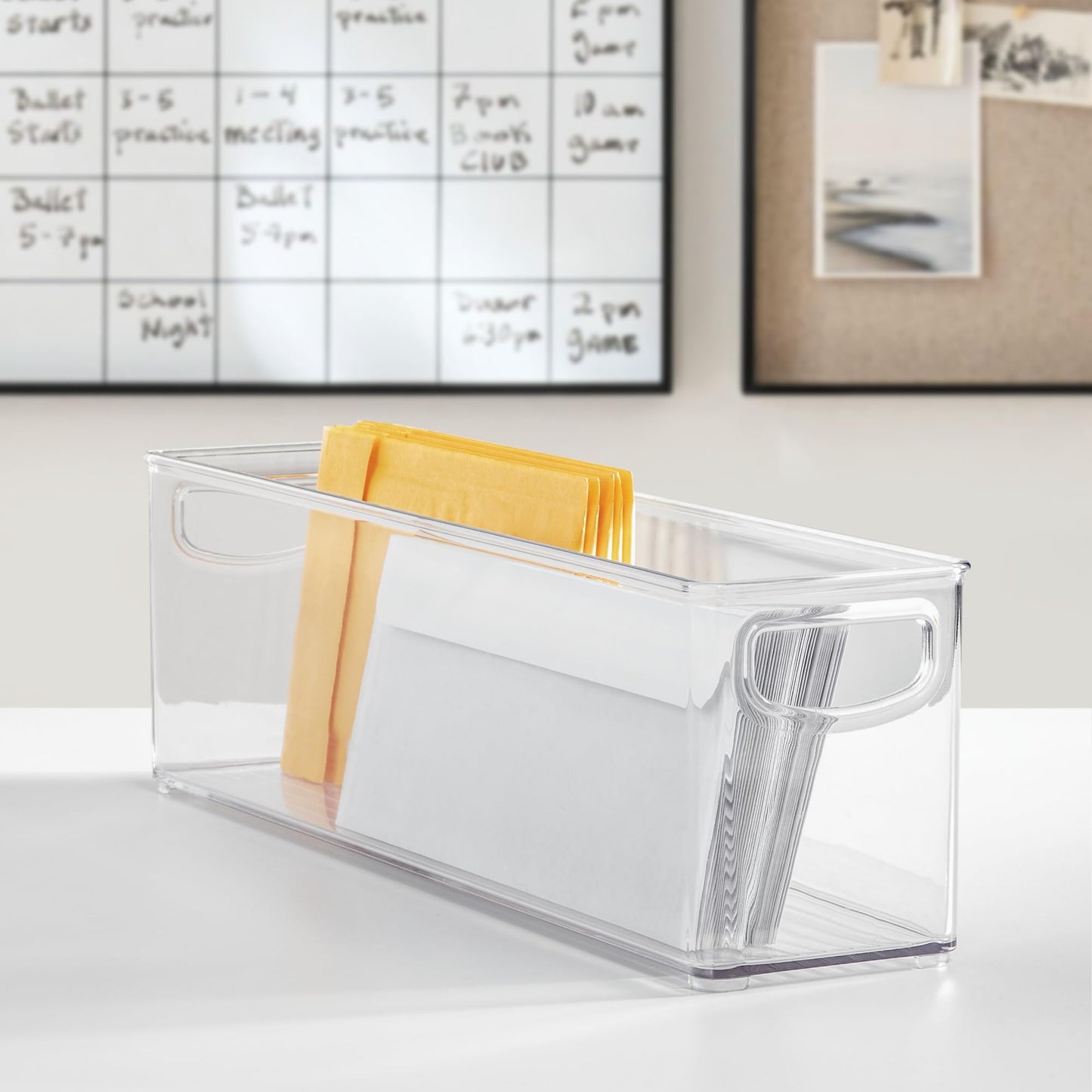 InterDesign iDesign Plastic Stackable Pantry Bin - Storage Bin with Handles for Cabinets or Fridge - Set of 2 - Clear