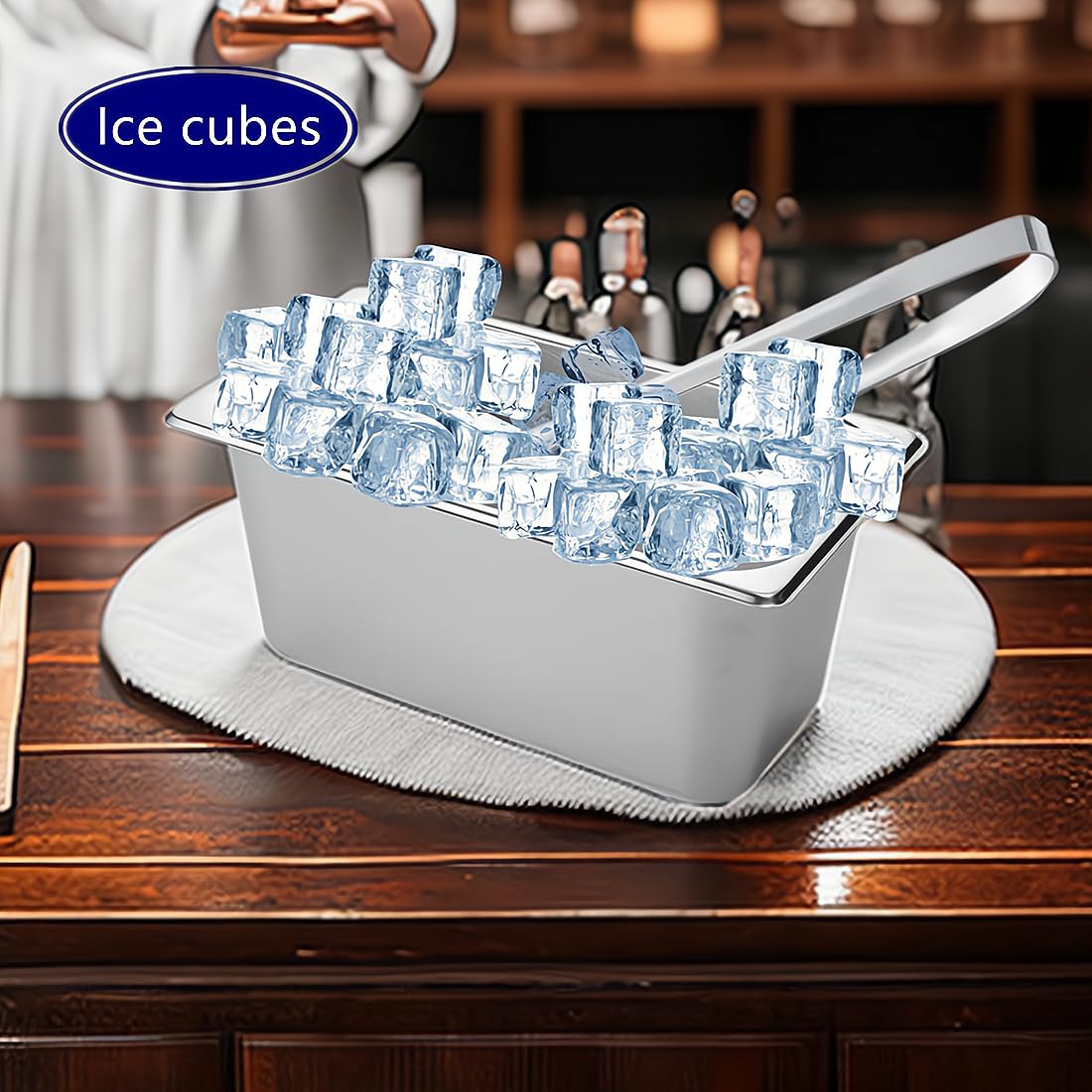 Ice Buckets for Parties,Wine Beer Champagne Bucket,Stainless Steel Ice Bin for Freezer (large)