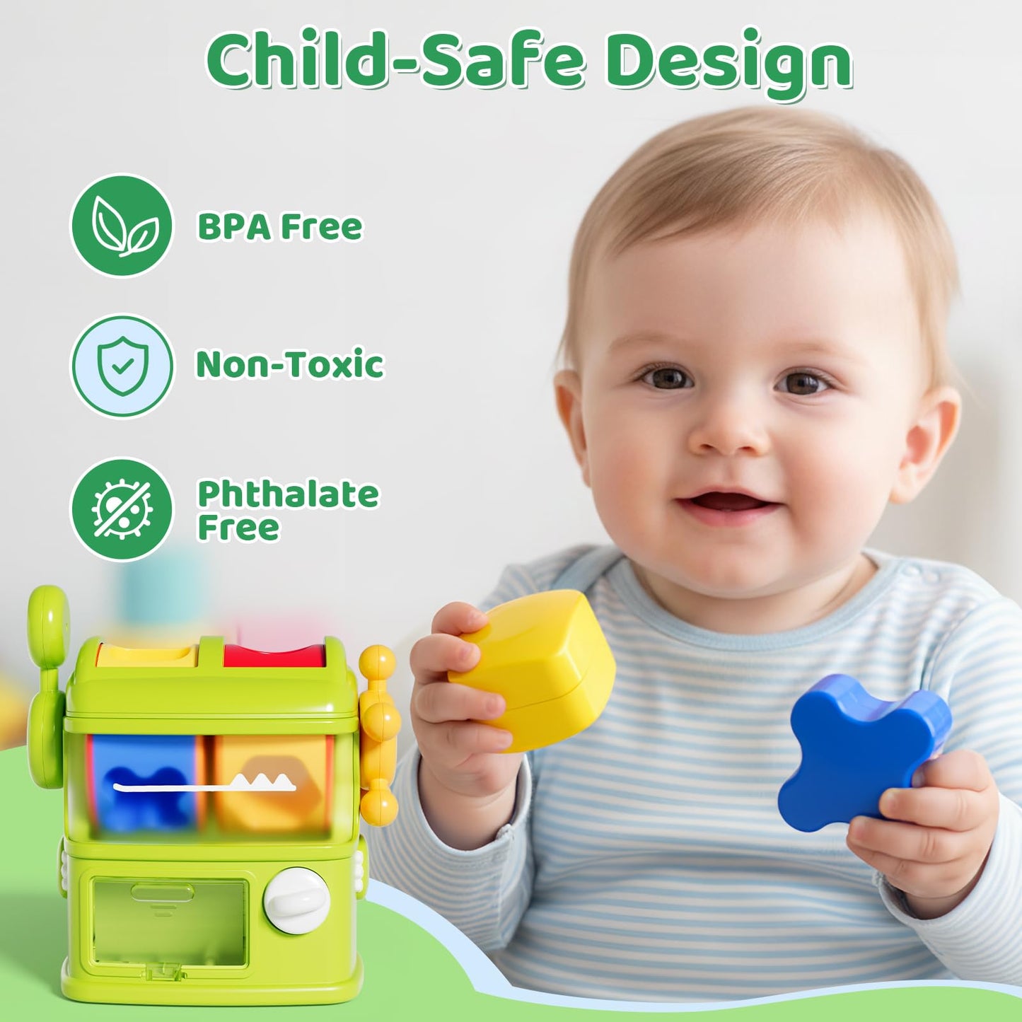 Aprilwolf Montessori Shape Sorter Learning Toys for 1 Years Old, Baby Toys 12-18 Months with 6 Sensory Shape Blocks, Developmental Infant Birthday Gifts for Toddler Age 1 2 3