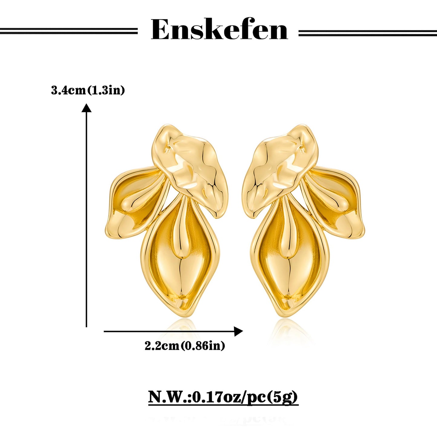 ENSKEFEN Chunky Gold Flower Statement Earrings for Women Trendy Vintage Summer Boho Bold Irregular Floral Earrings