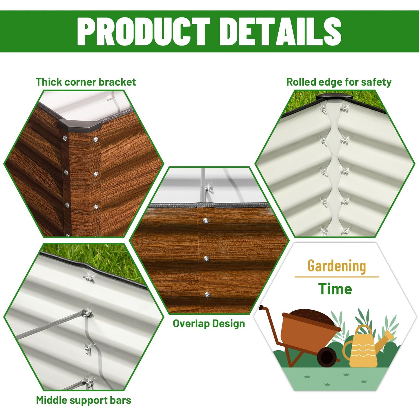 SnugNiture 2-Pack 8x2x2FT Galvanized Raised Garden Bed Kit, Metal Planter Box for Planting Plants Vegetables, Brown