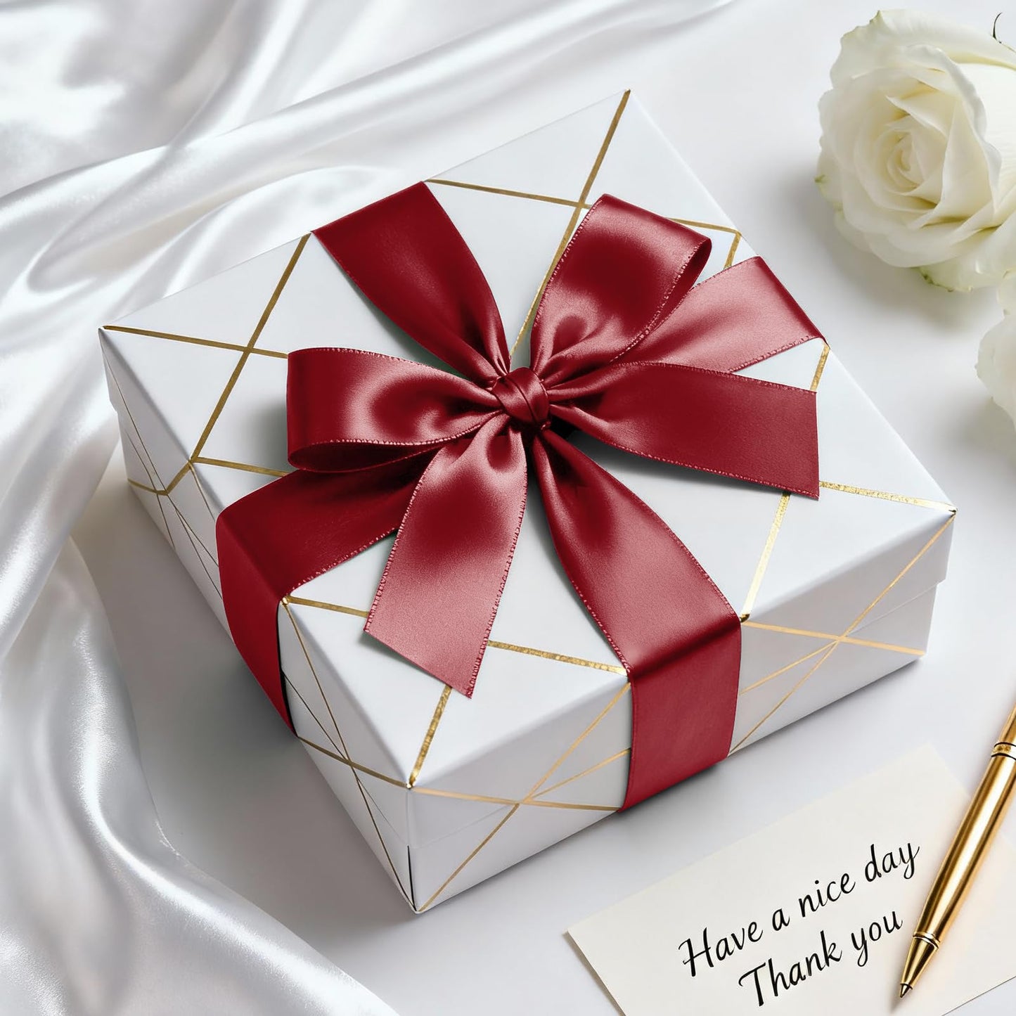 Quhora 1-1/2" x 100 Yards Satin Ribbon - Wide Silk Wine Red Ribbon with Spool - Ideal for Gift Wrapping, Floral Bouquets, Crafts, Wedding Party Decorations, Christmas and Sewing Projects