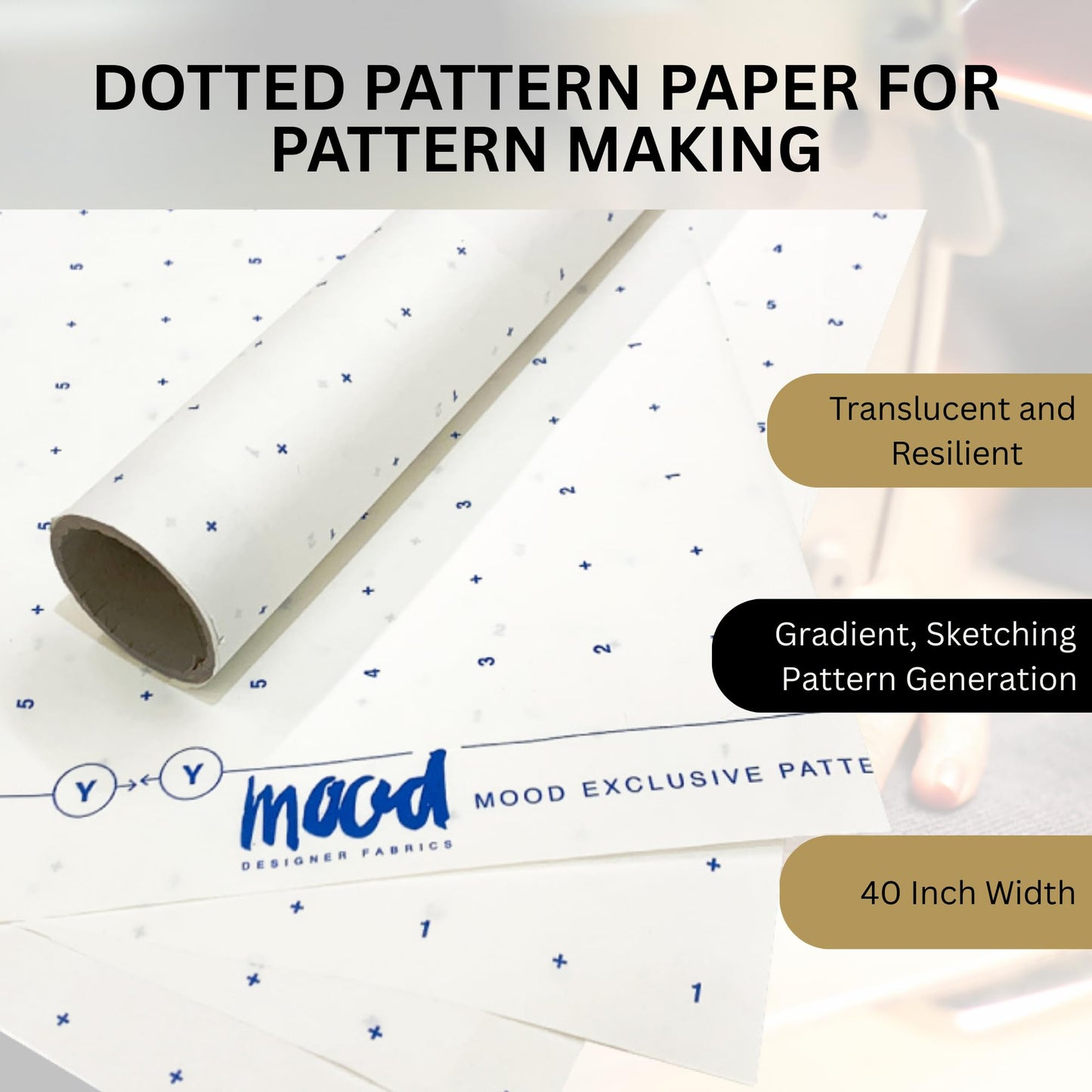 White Dotted Pattern Paper - 3 Yards Bundle for Sewing, Crafting, and Drawing by Mood Fabrics, Standard Weight 40 inch Wide, Sewing Tracing Paper
