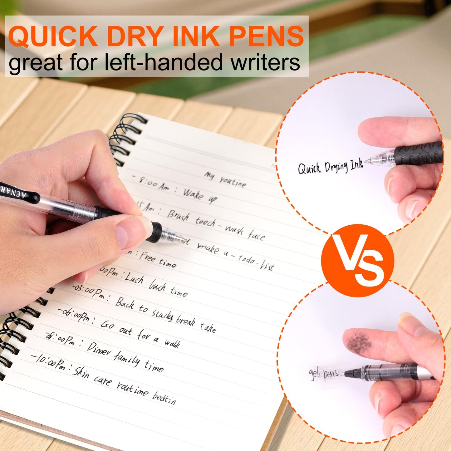 Aen Art Gel Pens Black 0.7mm Fine Point 30 Retractable Gel Ink Pens with Rubber Grip - Quick Dry Roller Pen for Writing, Office, School