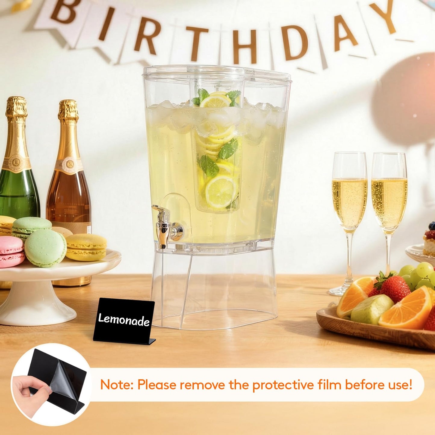 Lifewit 2 Gallon Drink Dispenser for Parties 2 Pcs, Large Plastic Beverage Container for Juice/Tea/Soda with Stand & Ice Core, Clear Lemonade Dispenser with Spigot, BPA Free Water Pitcher for Hosting