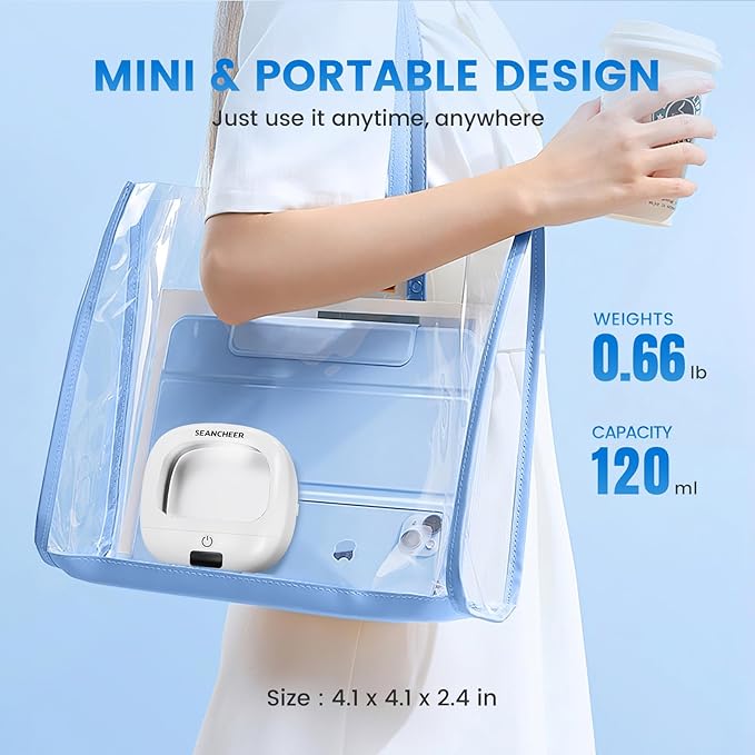 Ultrasonic Retainer Cleaner Machine | Rechargeable | Cordless | IPX7 Waterproof | Portable | 120ML | 2 Modes with Digital Timer for | Denture | Aligner | Night Guard | Mouth Guard | Jewelry | White