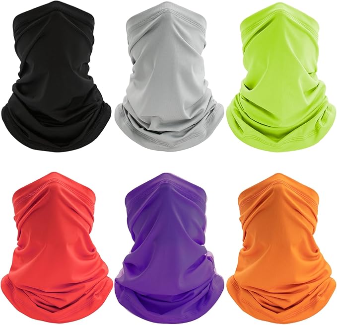 6 Pack Neck Gaiter, UV Protection Cooling Breathable Face Mask, Hiking Scarf for Men Women