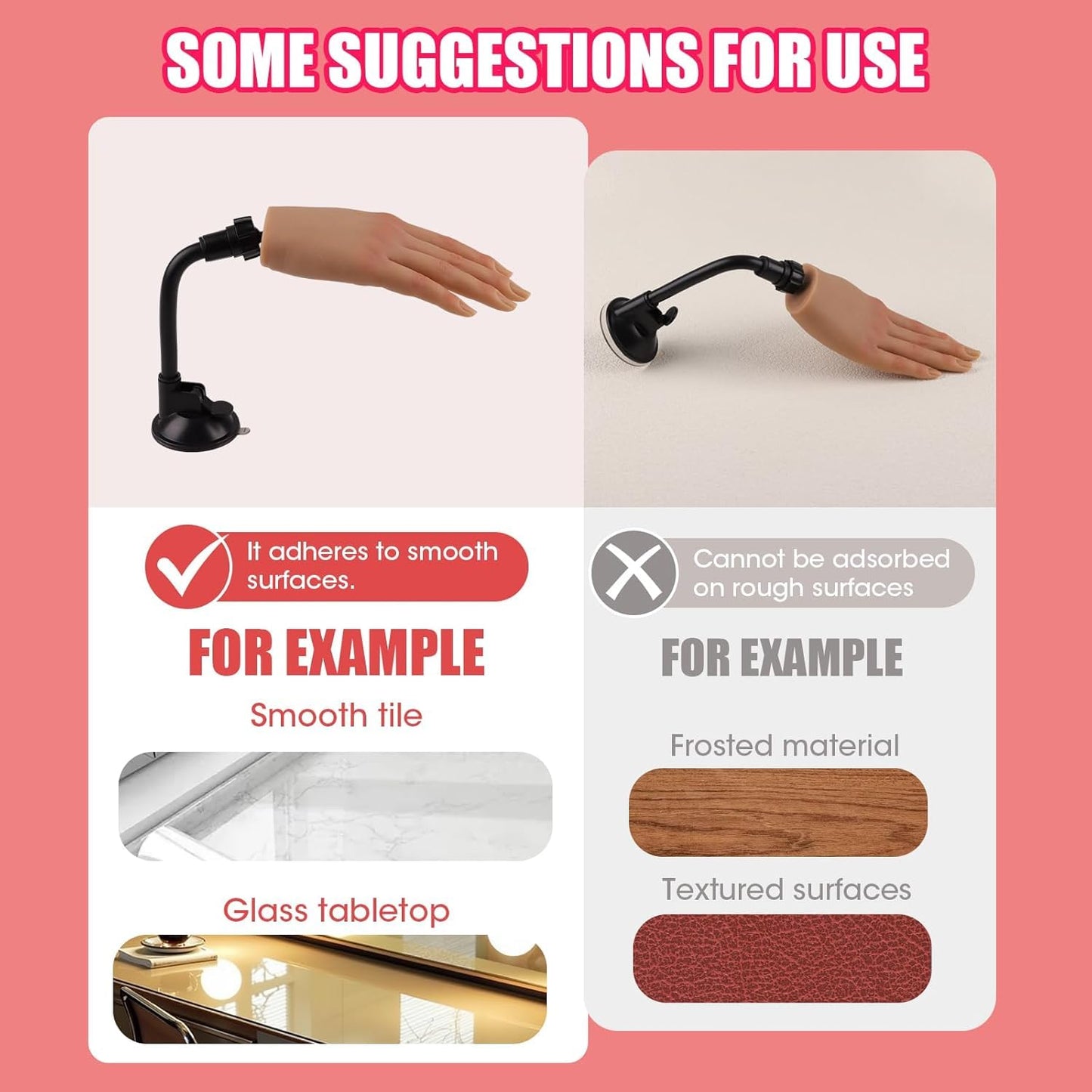 Practice Hand for Acrylic Nails with Stand Bracket, Silicone Fake Hands to Practice Fake Nails Mannequin Hand for Nails Practice and Nail Art Single Left Hand Color 5#