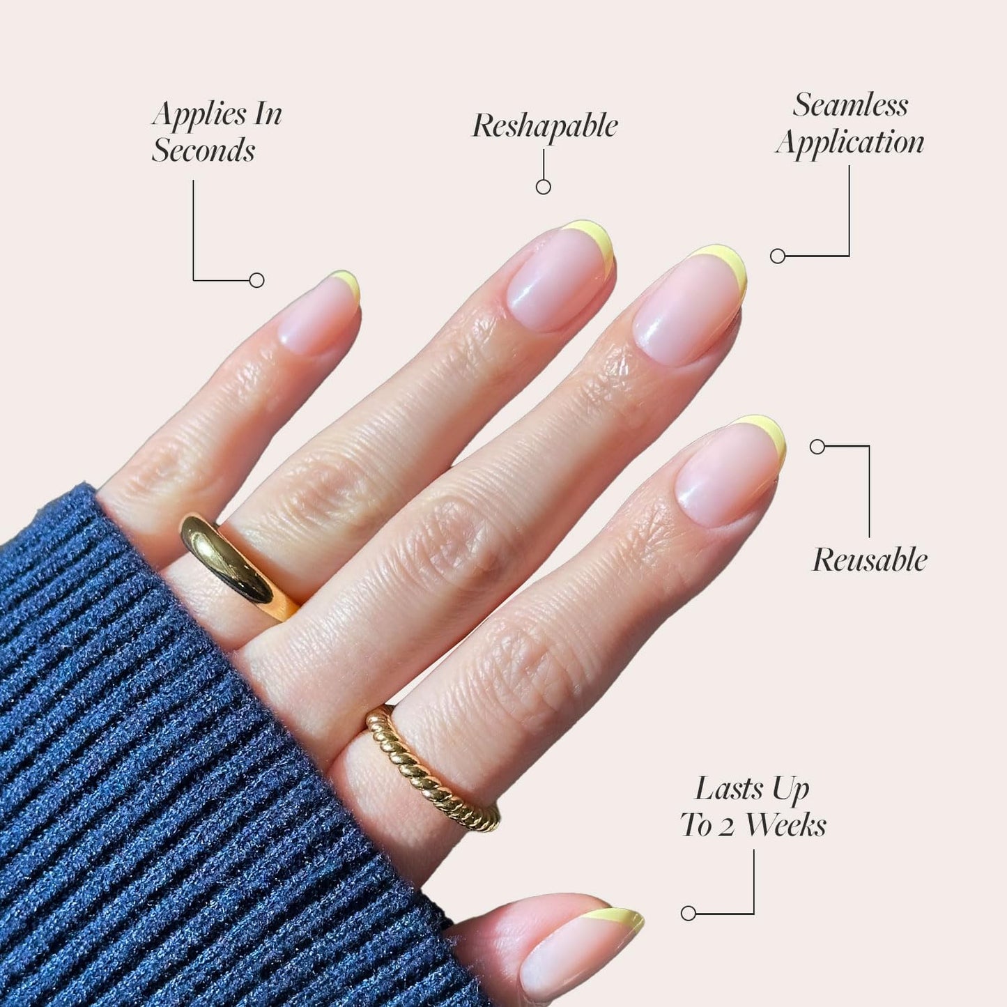 Glamnetic Press-On Nails Bundle - French Butter & Fall Mauve | Short Round Yellow French Tips with a Glossy Finish | Muted Blush Mauve Short Oval False Nails | Reusable, Salon-Quality Nail Kits