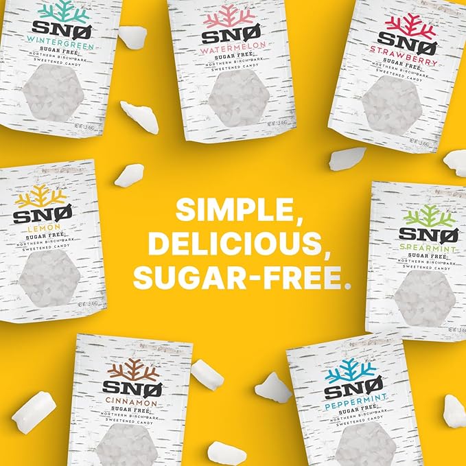 Lemon KETO Xylitol Candy Chips (3-Pack)- SNØ 1.5 oz - Sugar-Free Candy With Only 2 Ingredients | Low Carbs, Diabetic-Friendly, Non-GMO, Vegan, GF & Kosher | Purest candy in the world!