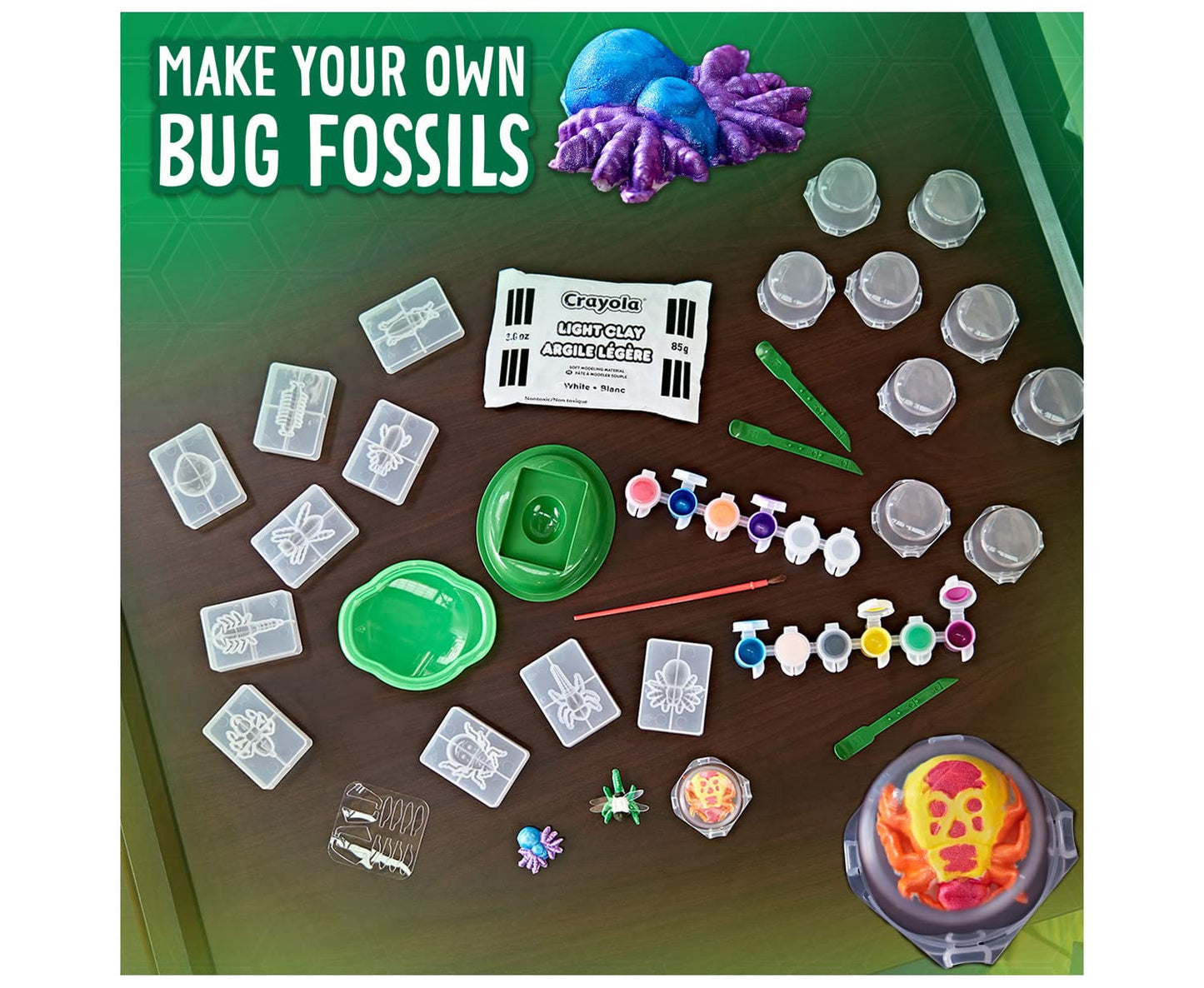 Crayola Metallic Clay Art Kit with Paints, Fossil Molds, Gift for Kids, Ages 7, 8, 9, 10