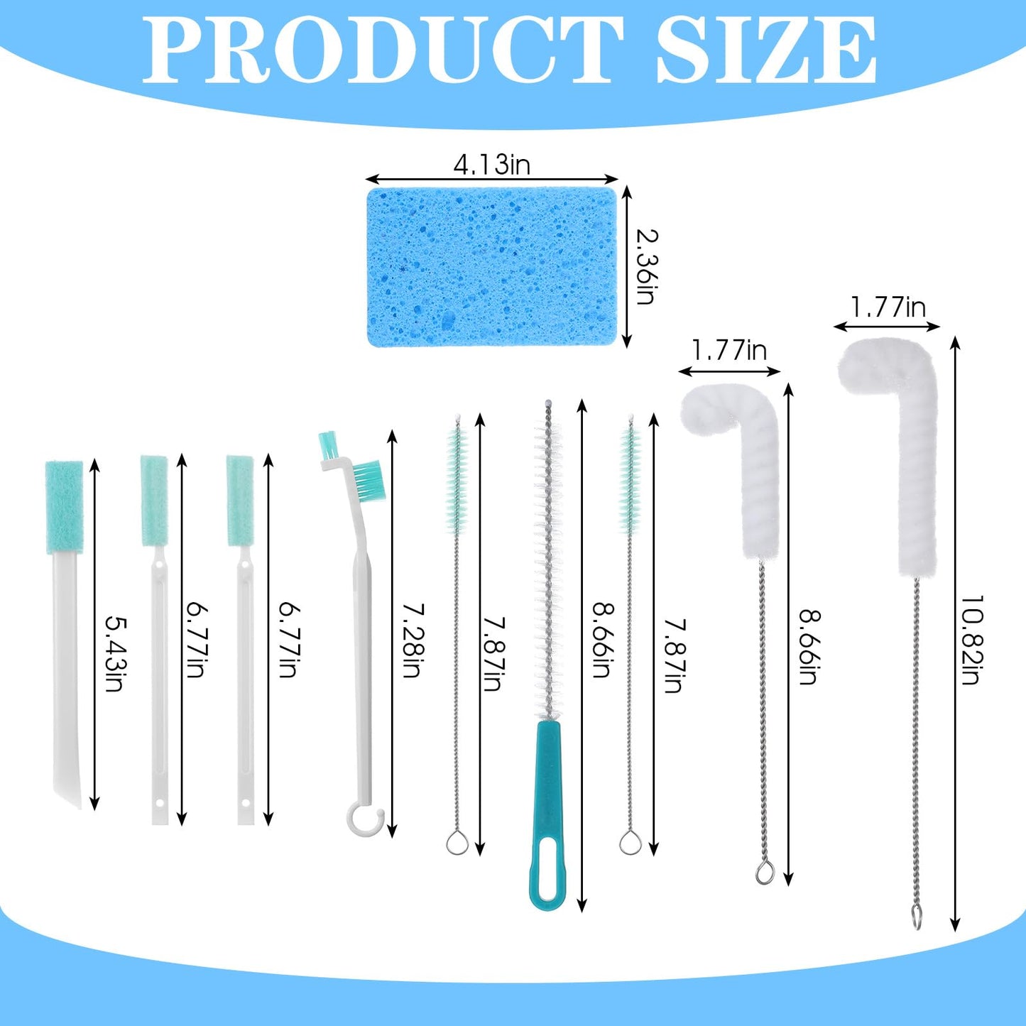 10PCS Ice Machine Cleaner Brush Sets, Small Cleaning Brush, Cleaning Brushes Small Spaces, Scouring Pads, Nylon Brushes, Sponge Brush, for Confined Spaces, Straws, and The Interior of Ice Makers.