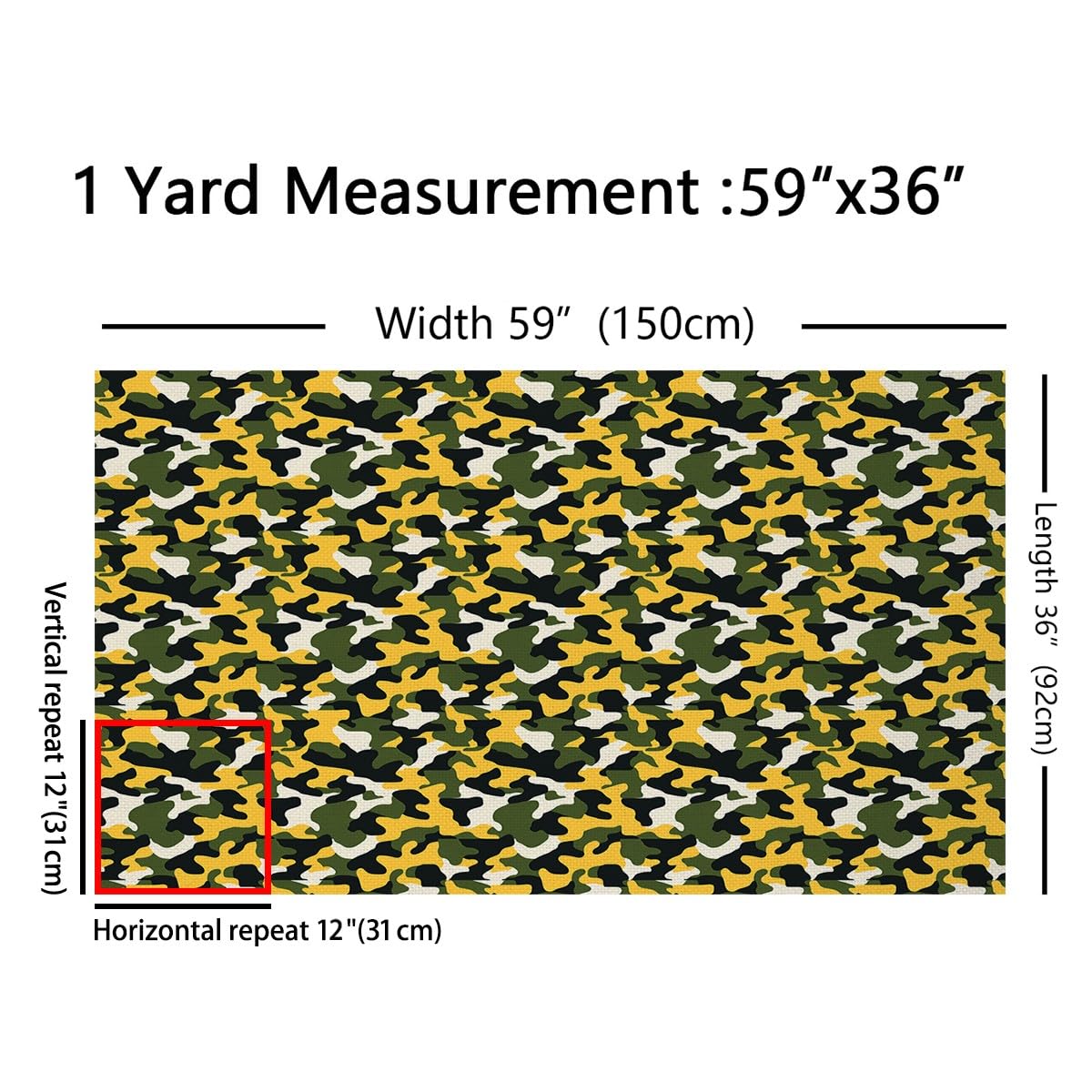 Green Yellow Camouflage Fabric by The Yard Army Soldier Lovers DIY Sewing Craft Hobby Fabric by The Yard Irregular Pattern Decorative Fabric Soft Flannel Polyester No Stretch,1 Yard