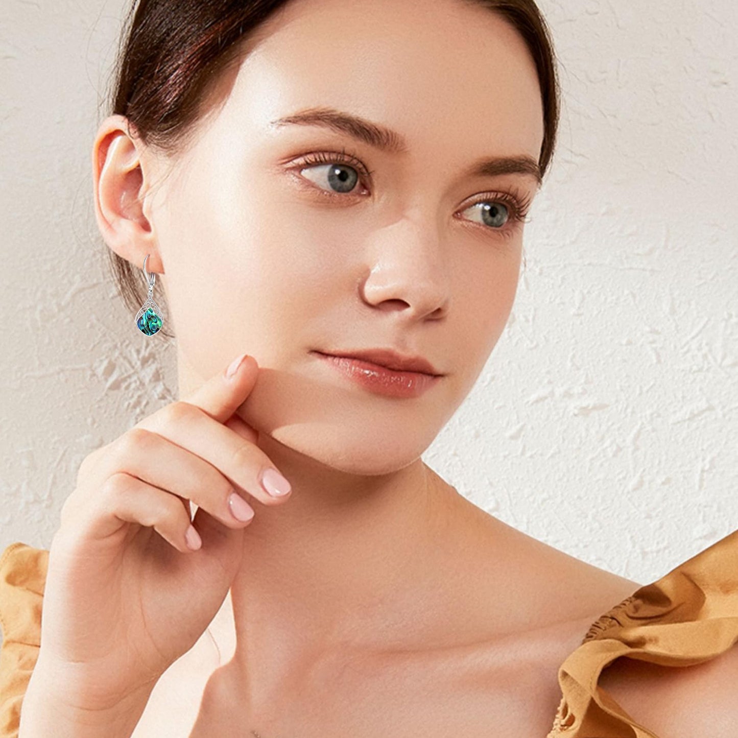 TALYKONG Abalone Shell Earrings for Women Dangle Boho Leverback Earrings Handmade Vintage Jewelry Gifts for Women (abalone shell earrings)