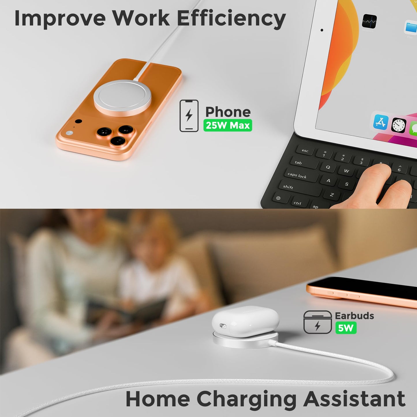 25W Magnetic Wireless Charger: Qi2.2 Qi2 Fast Charging Pad for iPhone 17 16 15 14 13 12 Pro Max, Samsung Galaxy S26 S25, Google Pixel 10, AirPods-Slim Portable for Desk Bedside Travel-White 2 Pack