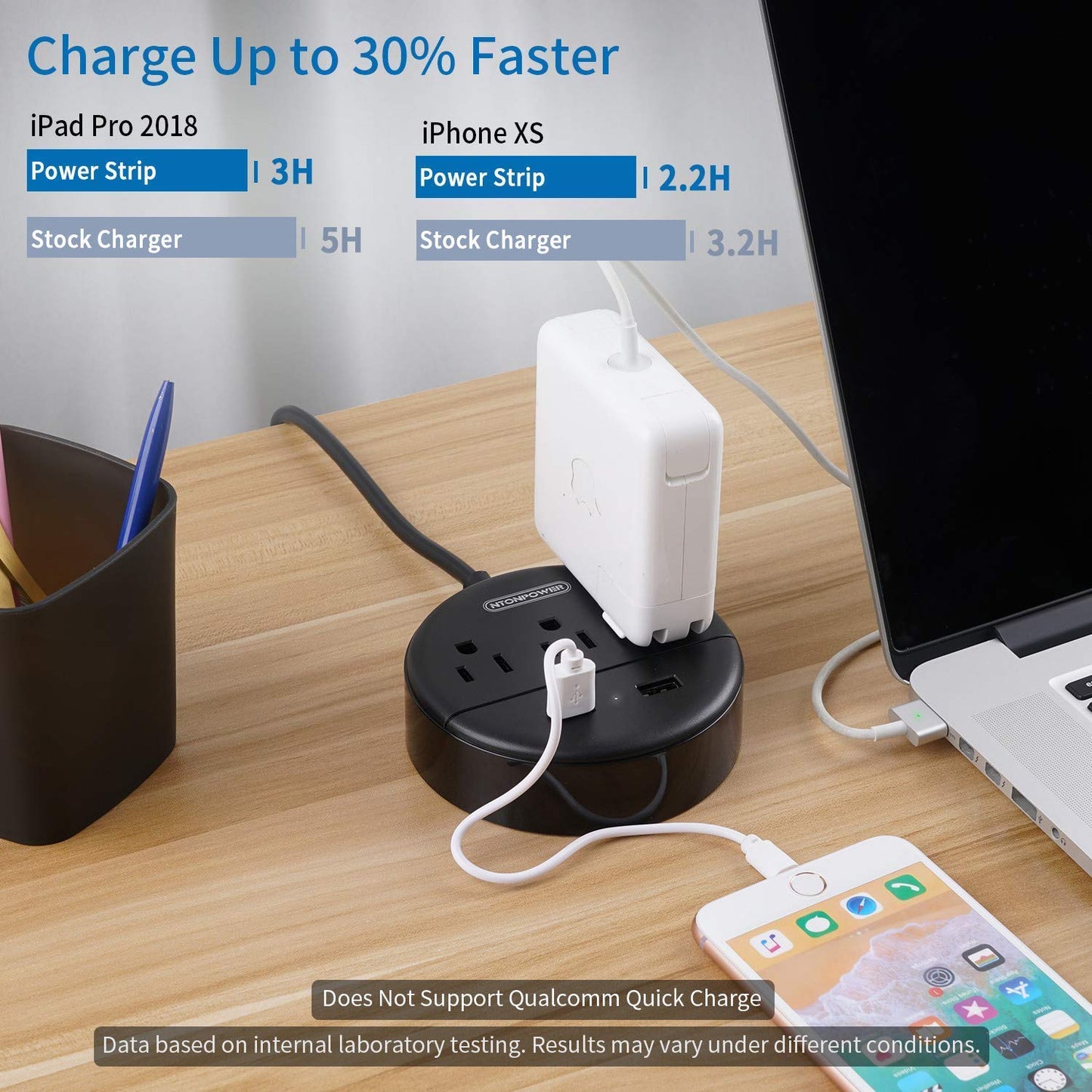 NTONPOWER Desktop Power Strip and Tower Power Strip with USB Bundle, Black Extension Cord for Home, Office, Dorm Essential