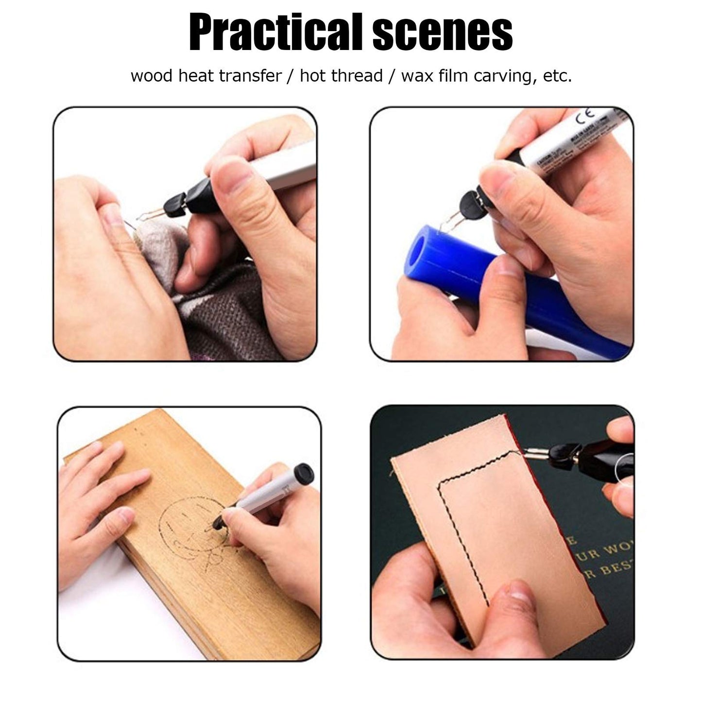 slvxexi Thread Burning Tool, Trims or Melts Frayed Ends Handheld Tungsten Thread Burning Pen for Thread Breakage, Wood Heat Transfer