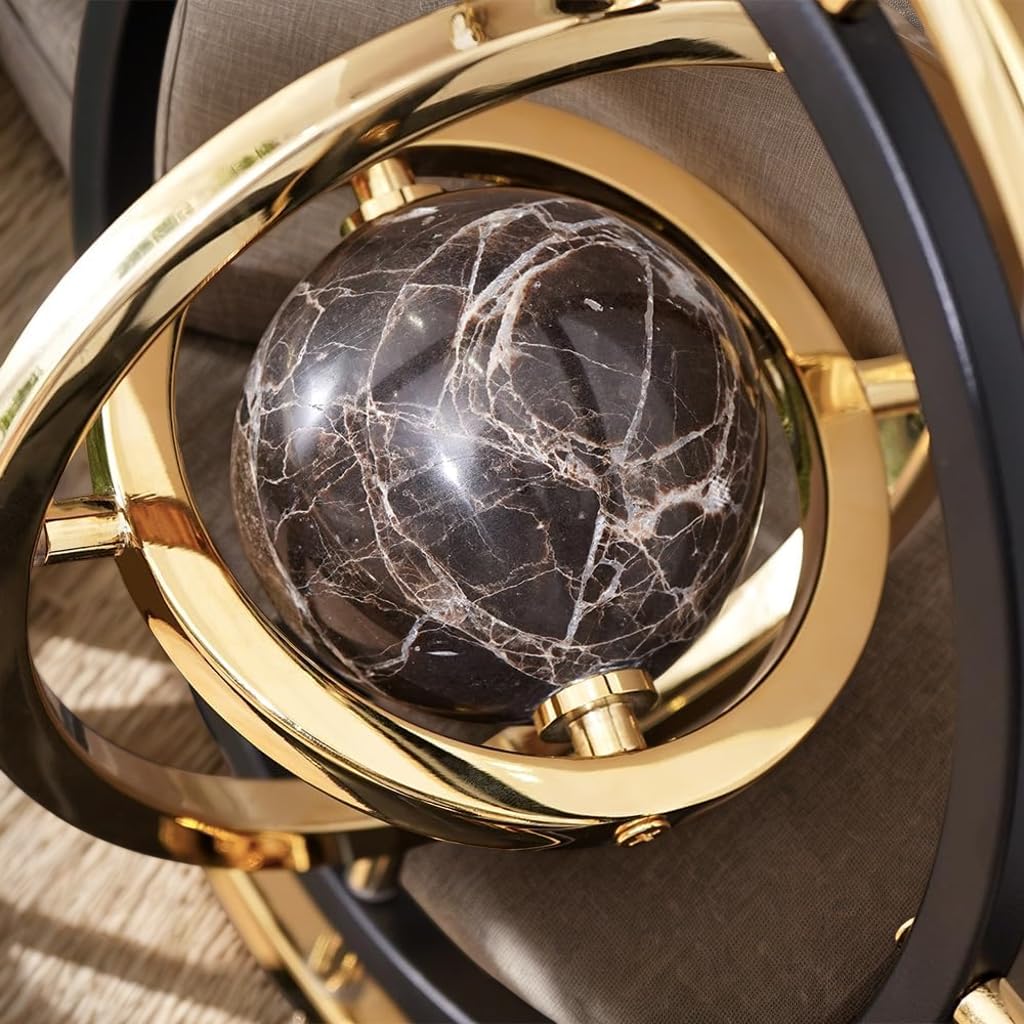ARMUTCH Abstract Metal Globe Sculpture Decor - Modern Black and Gold Desk Art for Office, Living Room Tabletop Decor, Unique Home Decoration Gift