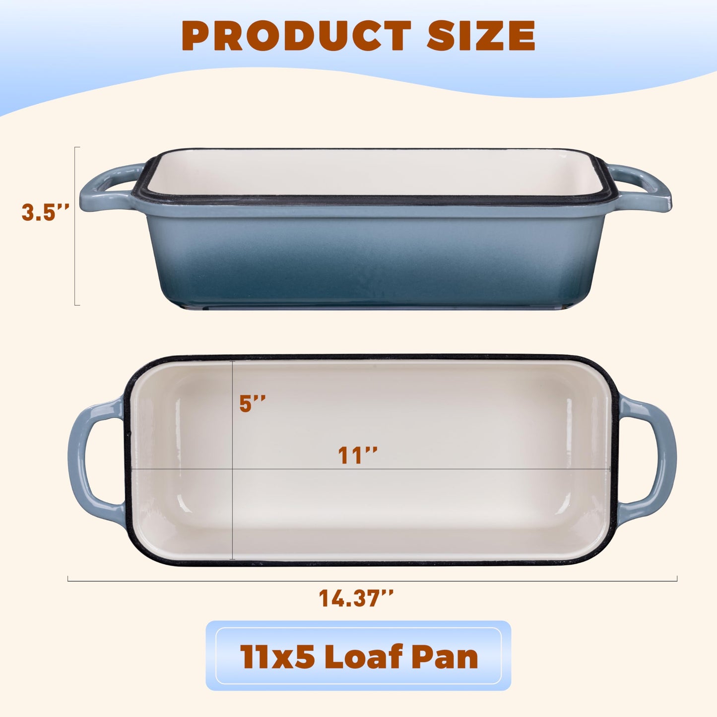 Articasting 11x5 Inch Cast Iron Loaf Pan With Lid, 5.8 Qt Large Loaf Pans for Sourdough Bread Baking, Heavy Duty Dutch Oven Bread Pan For a Crispy Crust, Seasalt