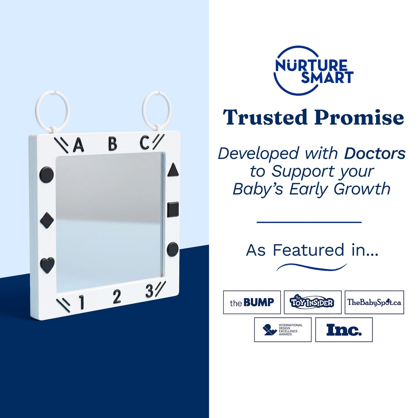 Premium Tactile Baby Mirror Toy for Tummy Time & Play, Double-Sided High-Contrast Sensory, Supports Crawling & Vision, Easy Clean, 12”x12” Large Size, Lightweight, Ideal Gift for 0–12 Months Babies