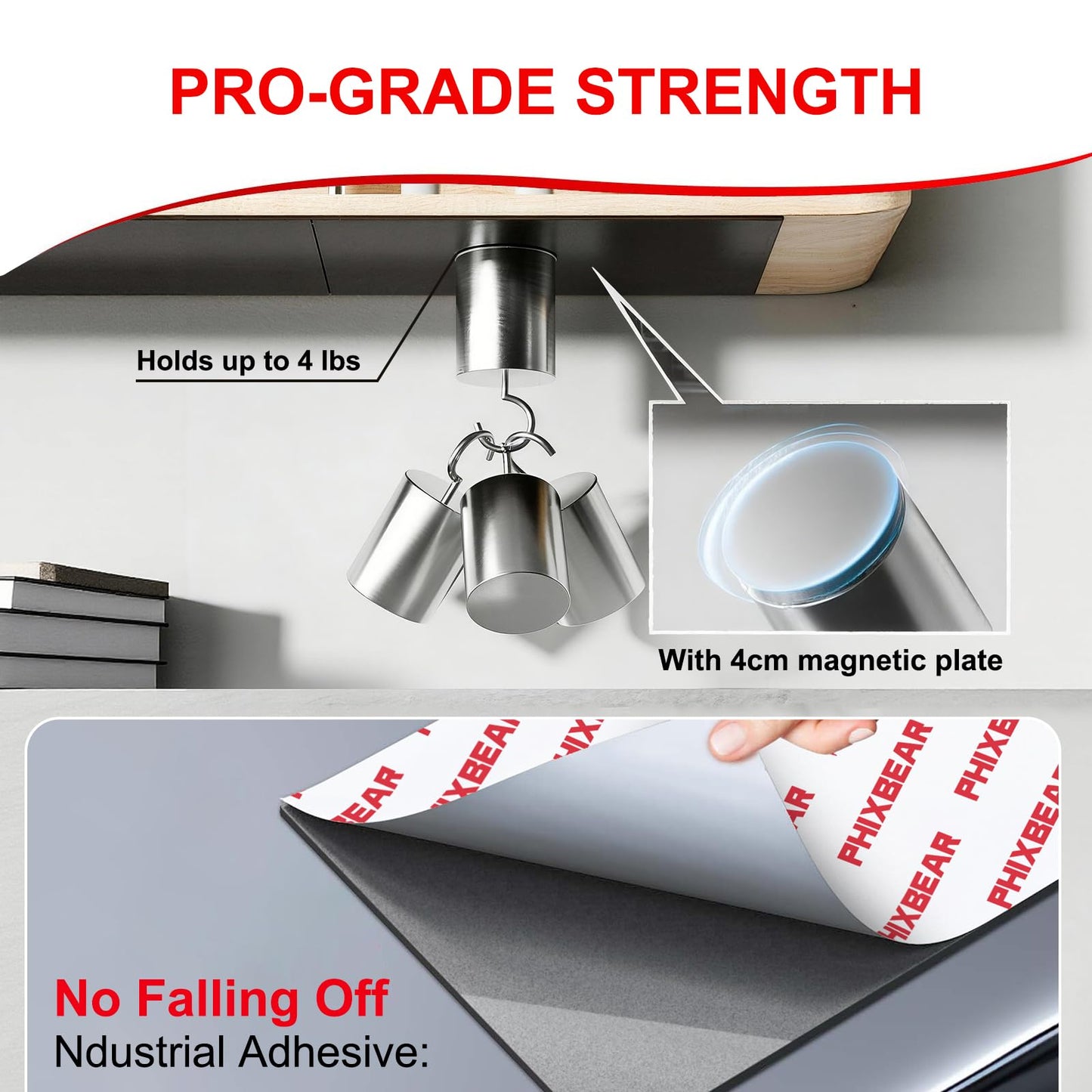 PHIXBEAR 80mil Strong Magnetic Sheet with Adhesive Backing, 8.28" x 11.7" High Magnetic Strength Ultra-Thick Flexible Rubber Magnets, Easy to Cut for Crafts,Fridge, Vehicle displays (1-Pack)