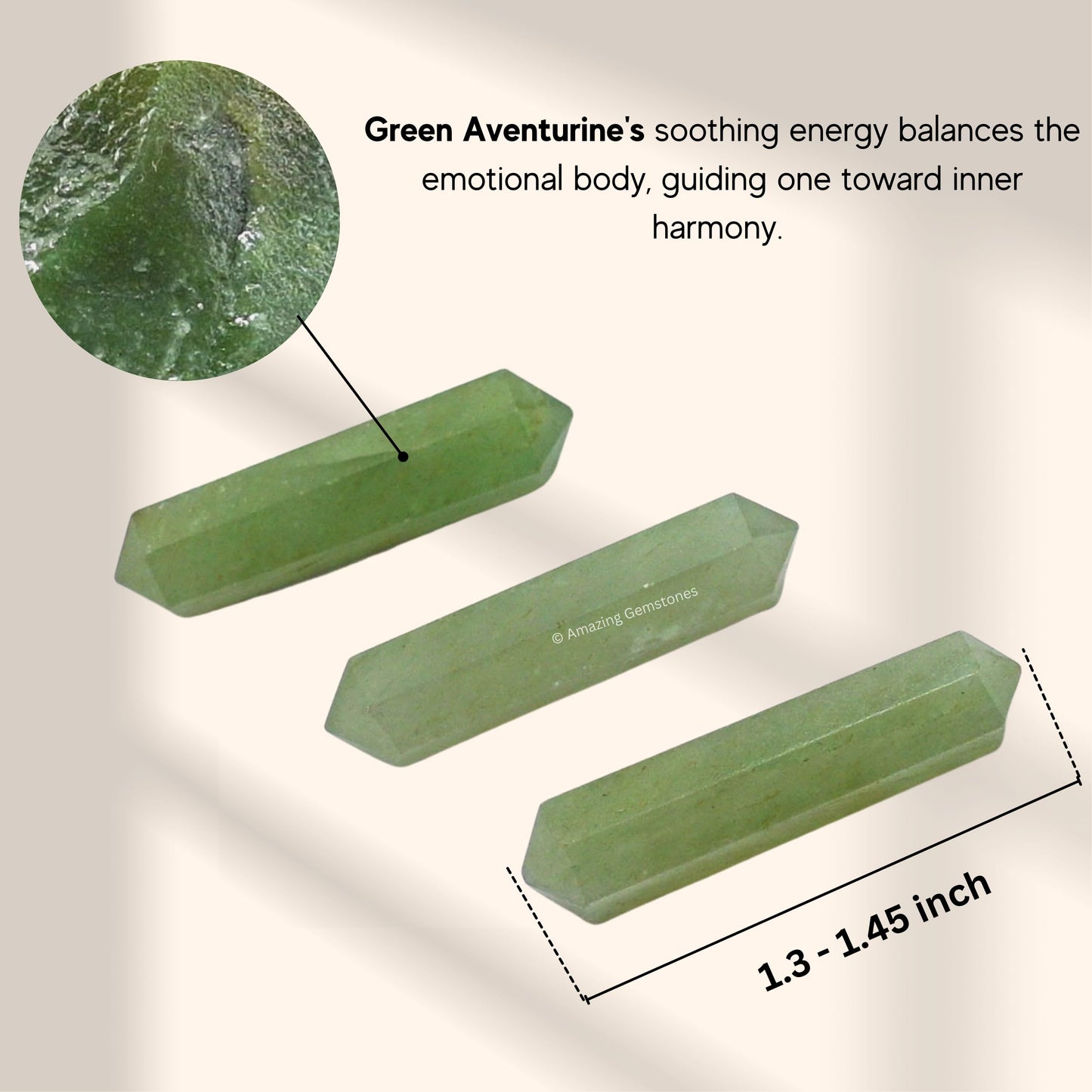 Amazing Gemstone Green Aventurine Crystal Points Bulk Healing Crystals - Pack of 3 Double Terminated Healing Wand Point Bulk Crystals for Crafts,Crystal Grid,DIY Work - Premium Crystals for Beginner