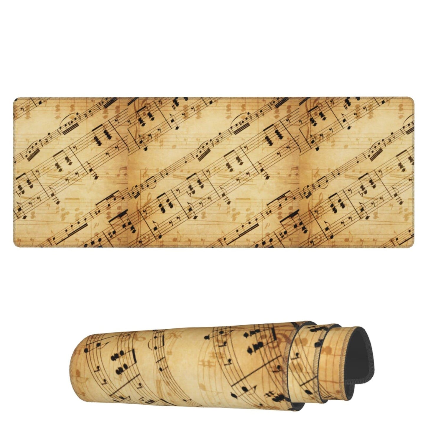 Famame Laptop Mouse Pad Retro Piano Music Score Desk Mat with Stitched Edges 31.5X 11.8 inch Non-Slip Large Keyboard Rubber Writing Table Mat for Office Home