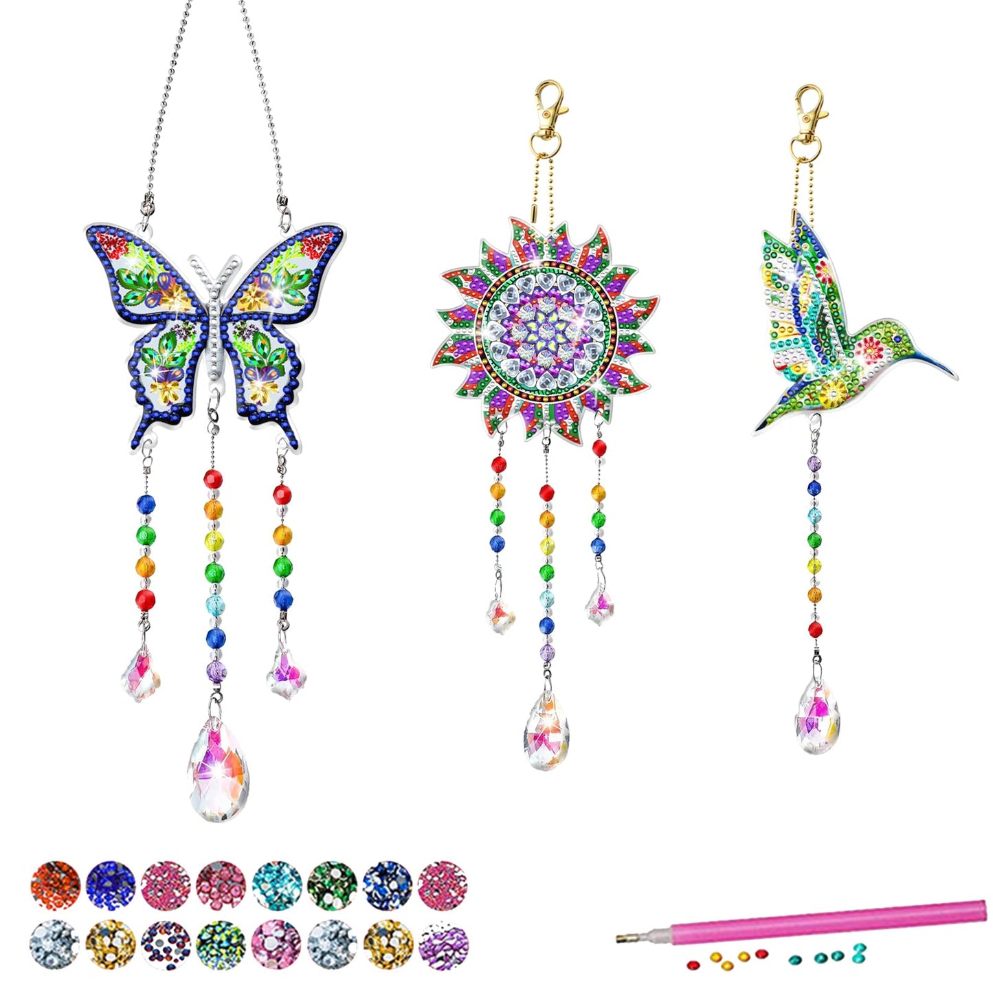 DIY Diamond Art Painting Kits for Adults Wind Chime Suncatcher Hummingbird Craft Kit Home Window Garden Decor Gift