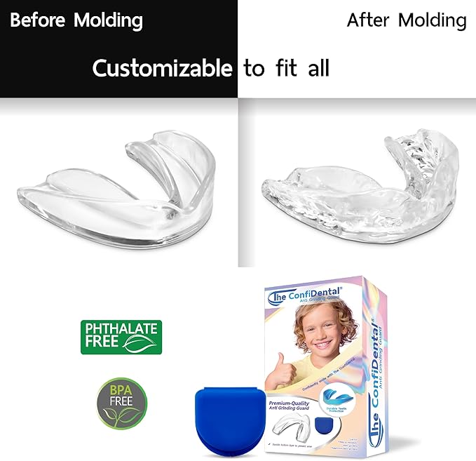 Custom-Fit Mouth Guard for Teeth Grinding and Clenching - Boil-and-Bite Dental Nightguard for Grinding Teeth at Night - Fits Kids, Teens, and Adults with Smaller Mouths - 5-Pack (3 Small, 2 Regular)
