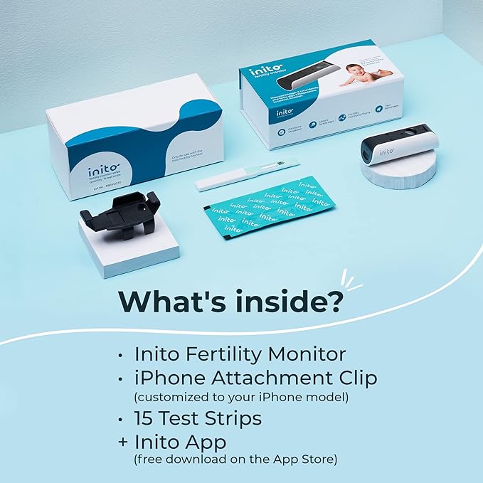 Inito Fertility Monitor & Hormone Tracker for Women | Estrogen, LH, PdG (Urine Metabolite of progesterone), FSH | Track and Confirm Ovulation | Includes 15 Test Strips (iPhone 7 Plus / 8 Plus)