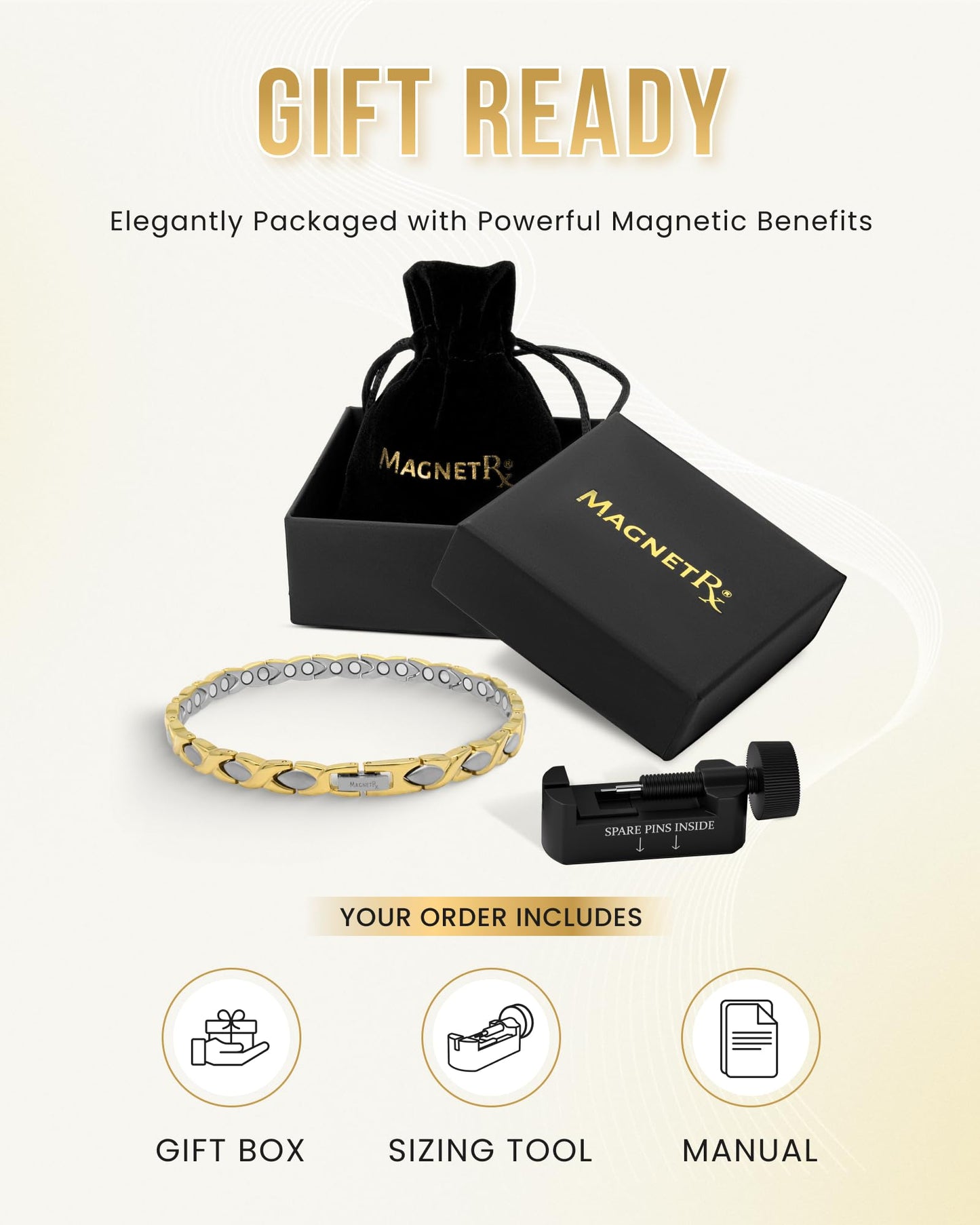 MagnetRX Titanium Magnetic Bracelet – Ultra Strength Magnets Anklet for Women (Silver & Gold)