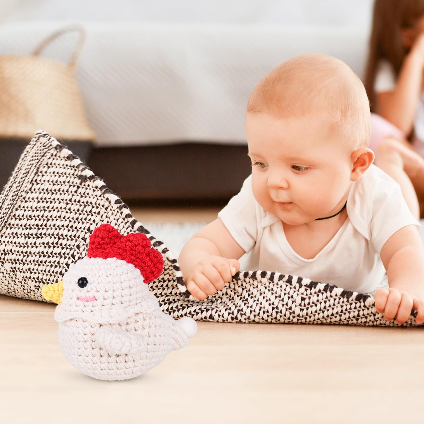 Crochetta Crochet Kit for Beginners, Squeeze Bubble Amigurumi Crocheting Kits w Step-by-Step Video Tutorials, Knitting Starter Supplies for Adults Kids, Anxiety Relief Bubble Chicken (40%+ Yarn)