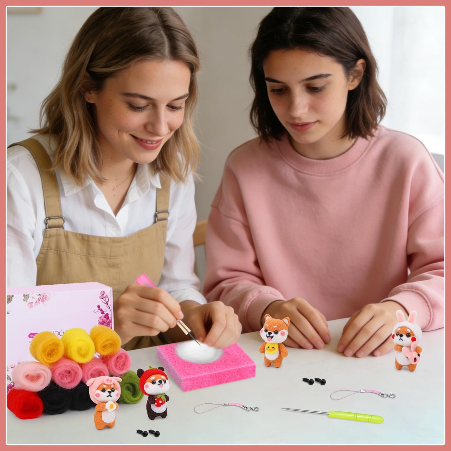 UOOU Needle Felting Kit, Wool Felting Kit with 6 Pcs Colorful Needle Felting Needles and Instructions, Wool Felting Supplies for Adults and Beginners