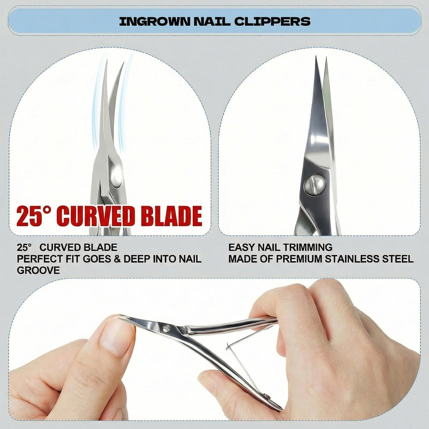 Criyar Professional Surgical Grade Cuticle Nippers - High Heat Treated Stainless Steel Cuticle Trimmer with Double Spring - Ultra Sharp Dead Skin Remover Scissors for Manicure & Pedicure (Silver)
