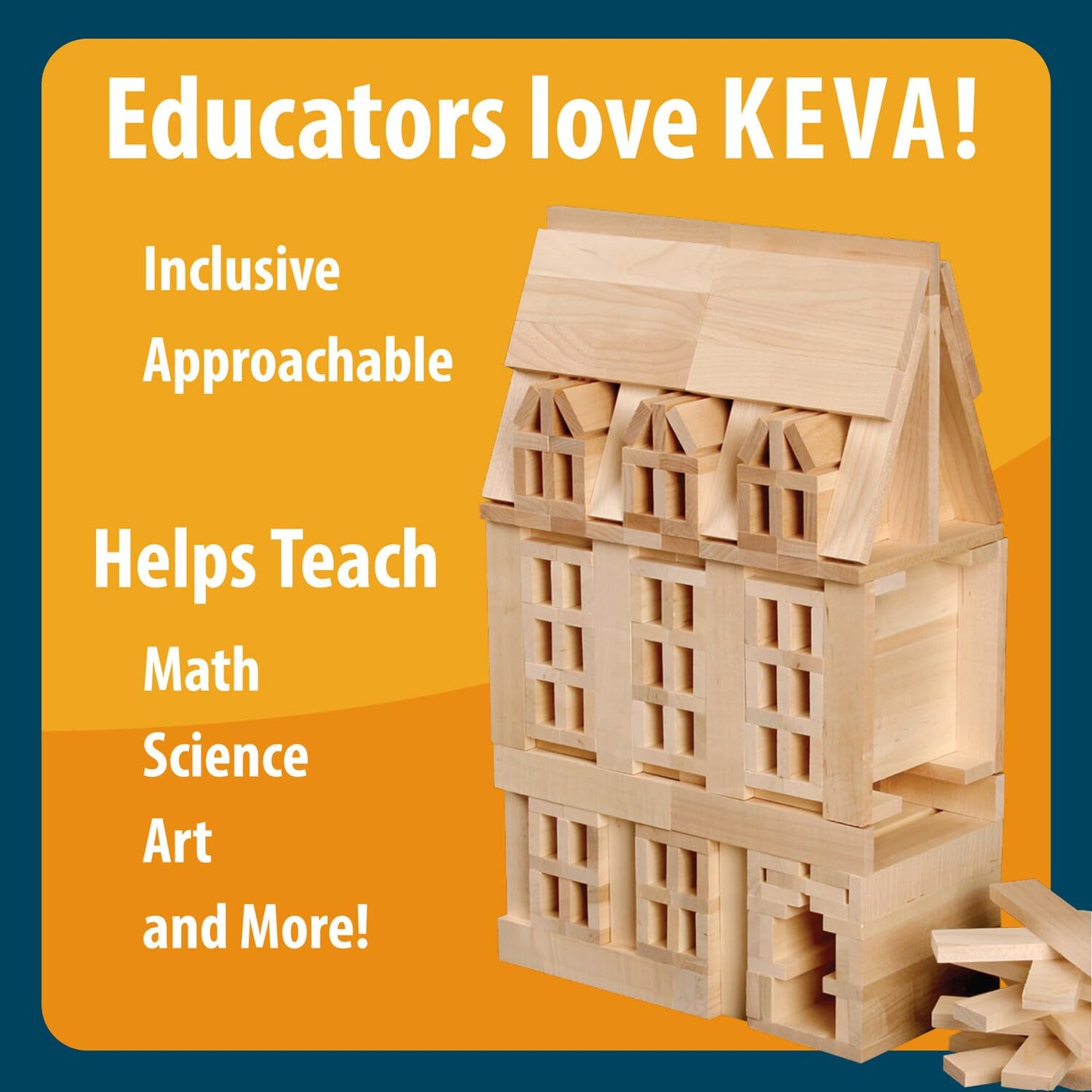 MindWare KEVA 400 Maple Wood Building Planks Set - Building Toy Includes 400 Wooden Blocks, 2 KEVA Balls, and Idea Book - Ages 5+