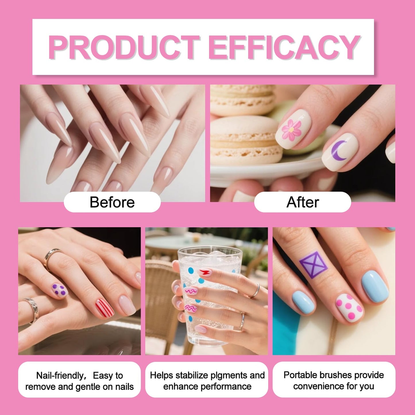 Zisen Bilen Nail Art Marker - 12 Vibrant Colors Nail Polish Markers, Quick Dry Waterproof DIY Nail Pens for Beginners