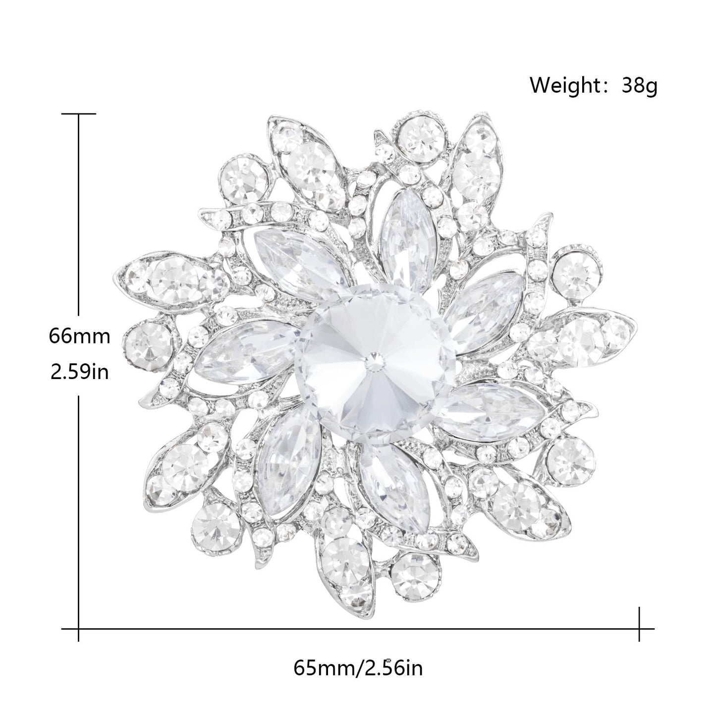 LAXPICOL Vintage Women's White Austrian Crystal Elegant Flower Brooch Wedding Broach Pin