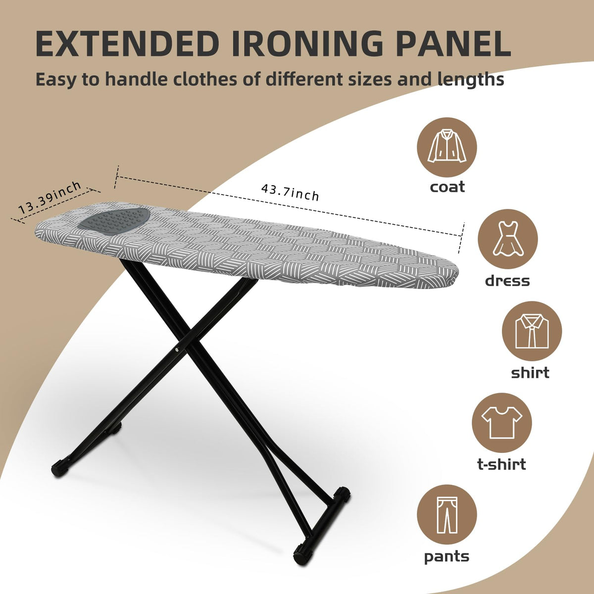 Ironing Board Adjustable Height Folding Ironing Board with Iron Pad