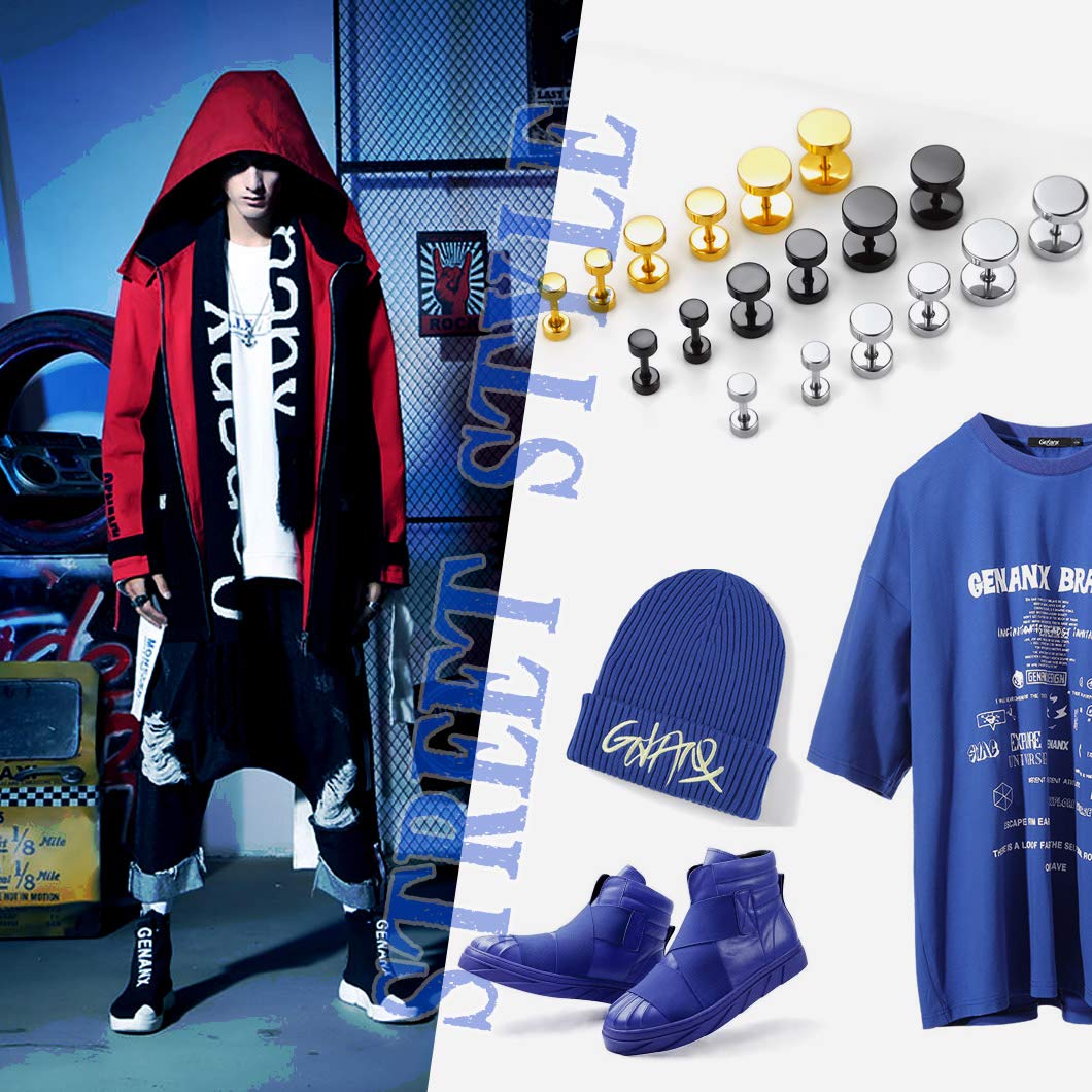 Stainless Steel Round Stud Earrings Set Ear Piercing Plugs Tunnel Men Women Hip Hop Style Jewelry