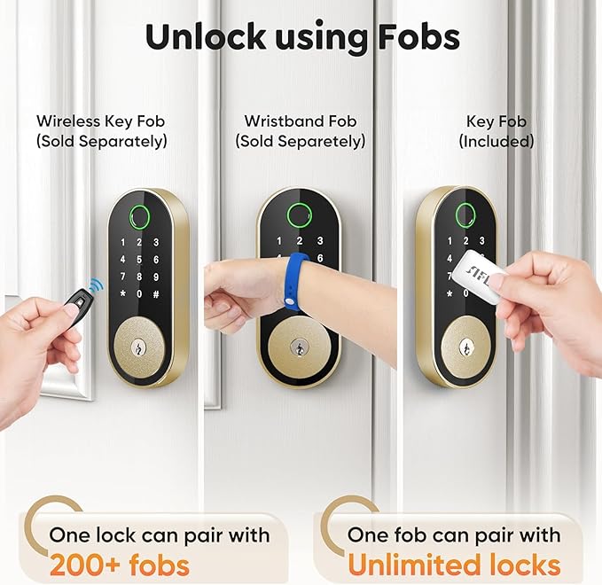 Fingerprint Smart Deadbolt with Keypad – Keyless Entry Lock for Home, Apartment, Office, Airbnb, Rental, Kids & Seniors, App & Code Access, Auto-Lock, Easy DIY Install, Compatible with Alexa & Google