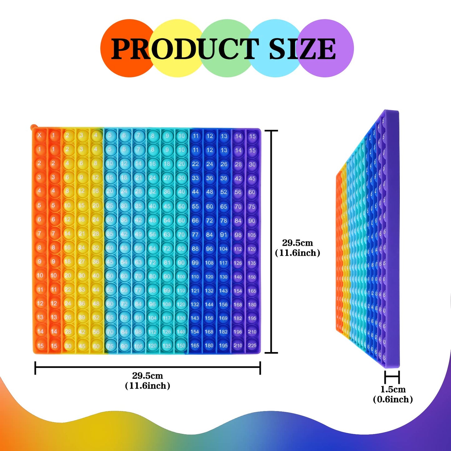 TDDTLA Multiplication Table Rainbow Math Game Toy Push P0PP Restless Toy Bubble Restless Game for Learning Math Multiplication Calculation Operations [15x15 Multiplication Table]