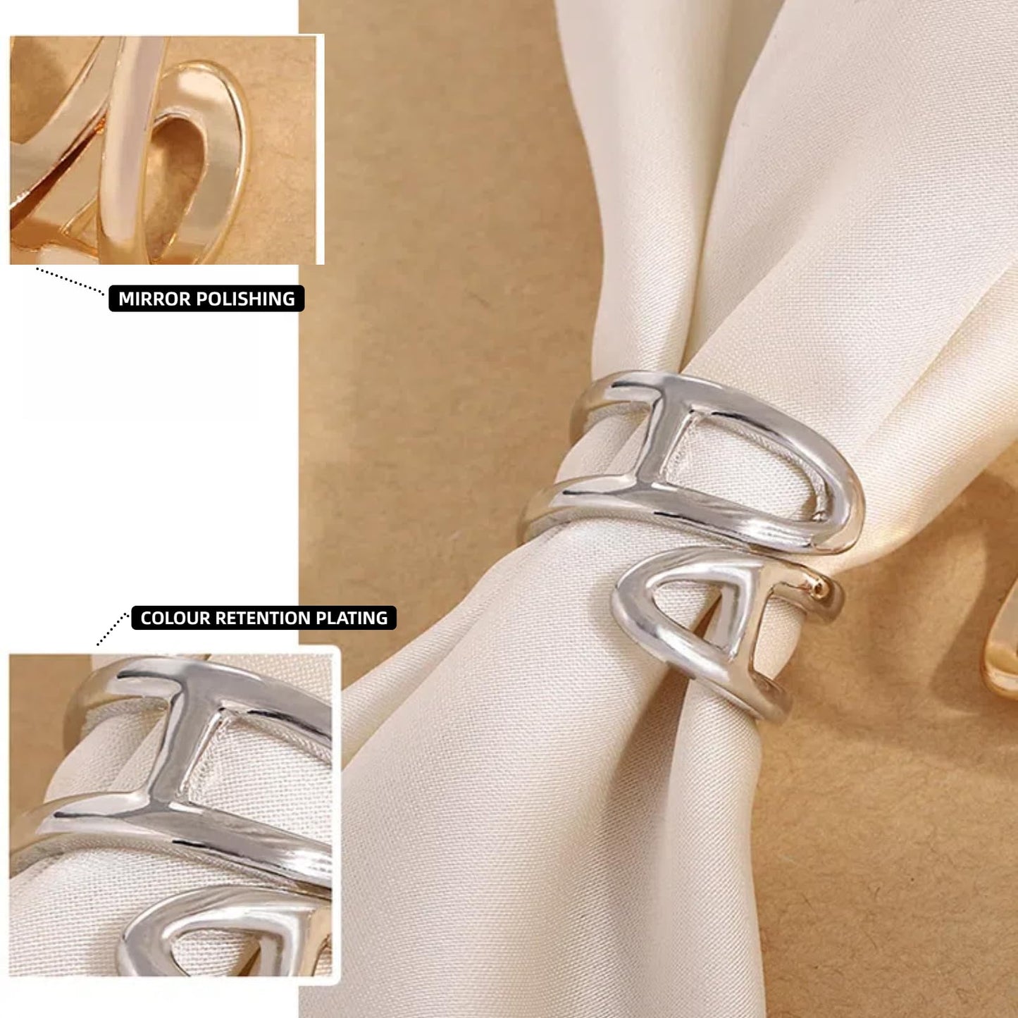 2 Pcs Scarf Rings for Women, Modern Metal Scarf Buckle, ，Gold/Silver