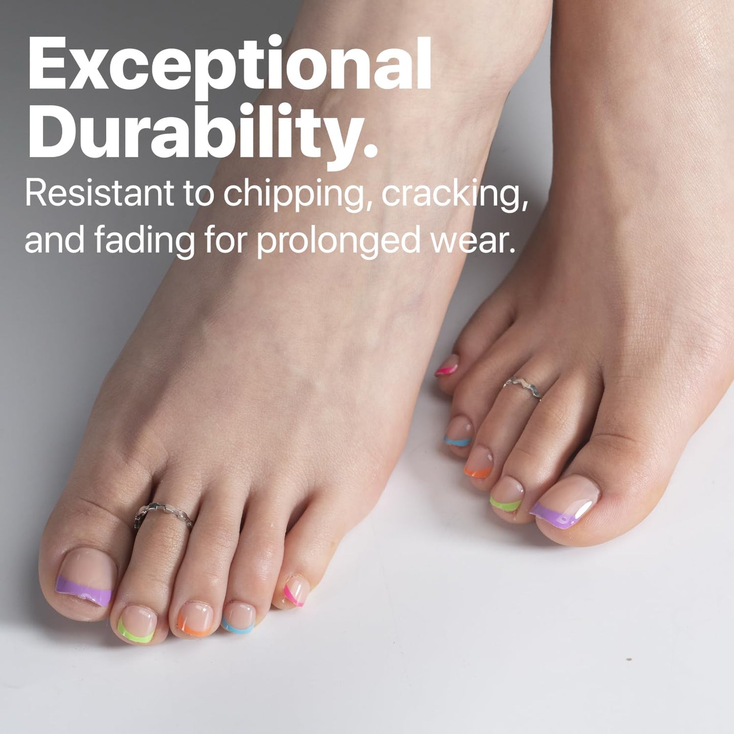 SXC Cosmetics X-Pro Tips French Tip Press On Toenails for Women, Acrylic Soft Gel System (Short French Pastel Glow, Short)
