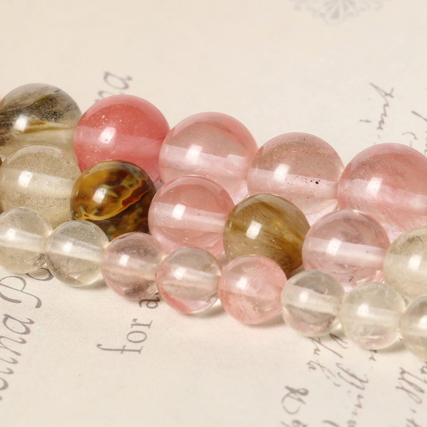 About 60pcs 6mm Natural Stone Beads Fire Cherry Quartz Beads Energy Crystal Power Gemstone for Jewelry Making, DIY Bracelet Necklace