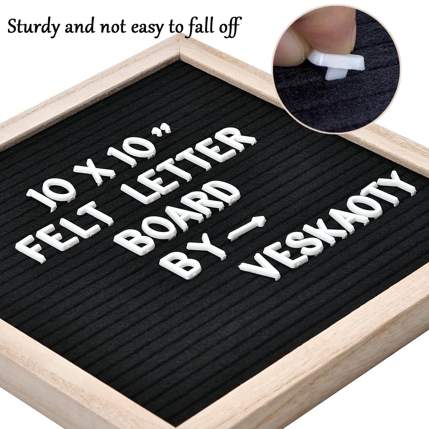 Felt Letter Board with Letters Changeable, Frame Wooden Message Board, Numbers, Symbols & Letters 340 Piece, Tripod Stand, for Baby Announcements, Milestones, Tabletop Decor, Wedding Party Decor
