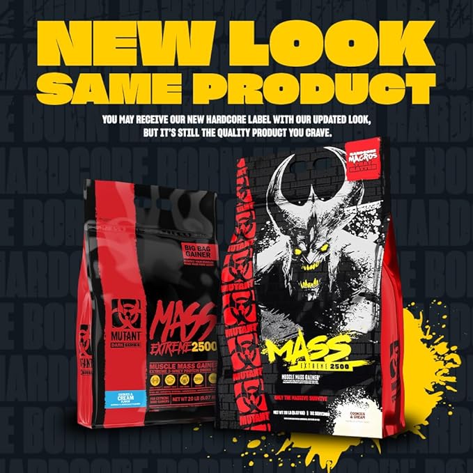 Mutant Mass Extreme Gainer – Whey Protein Powder – Build Muscle Size and Strength – High Density Clean Calories (Cookies and Cream, 12 lbs)
