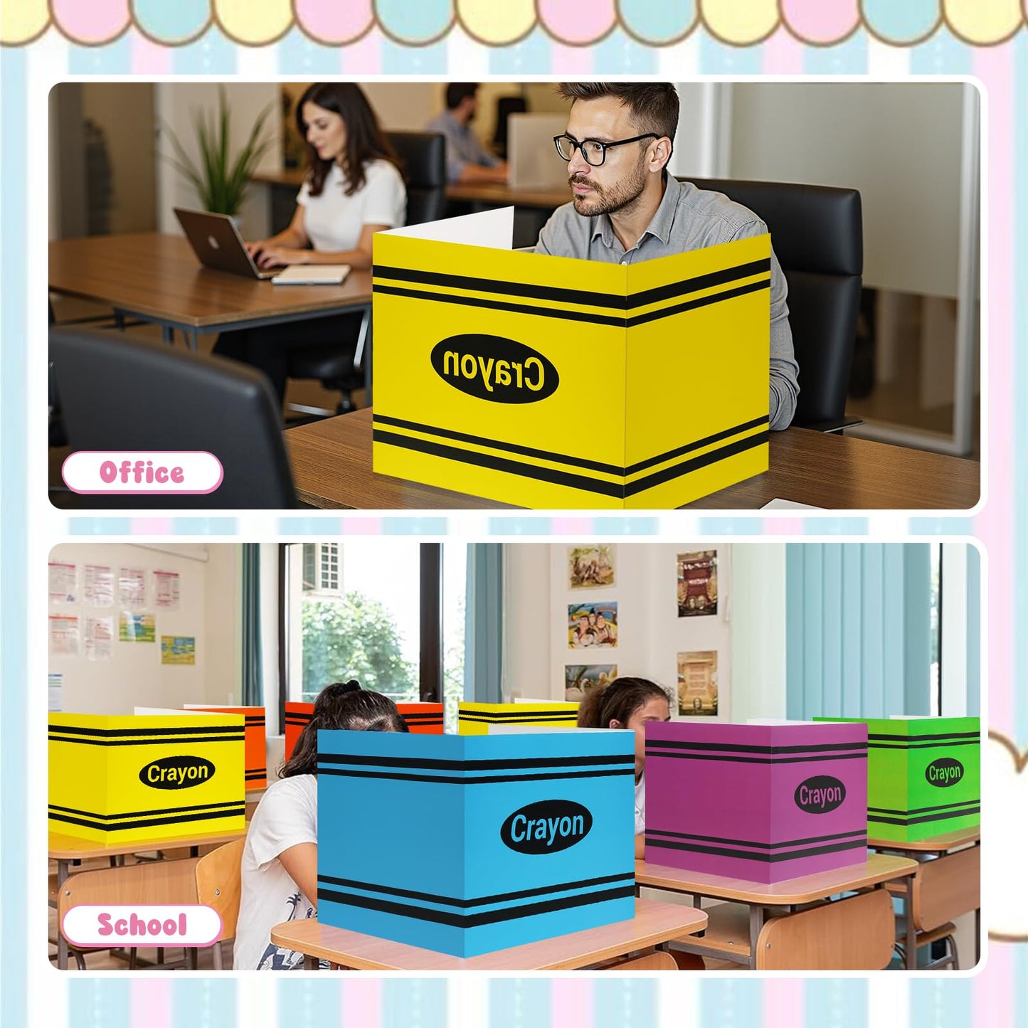 24pcs School Examination Desk Divider,Privacy Shield Folder Boards, Trifold Cardboard Privacy Divider, Easy to Clean Carry-Friendly Essential Items for School Student Teacher Desks and Office Work