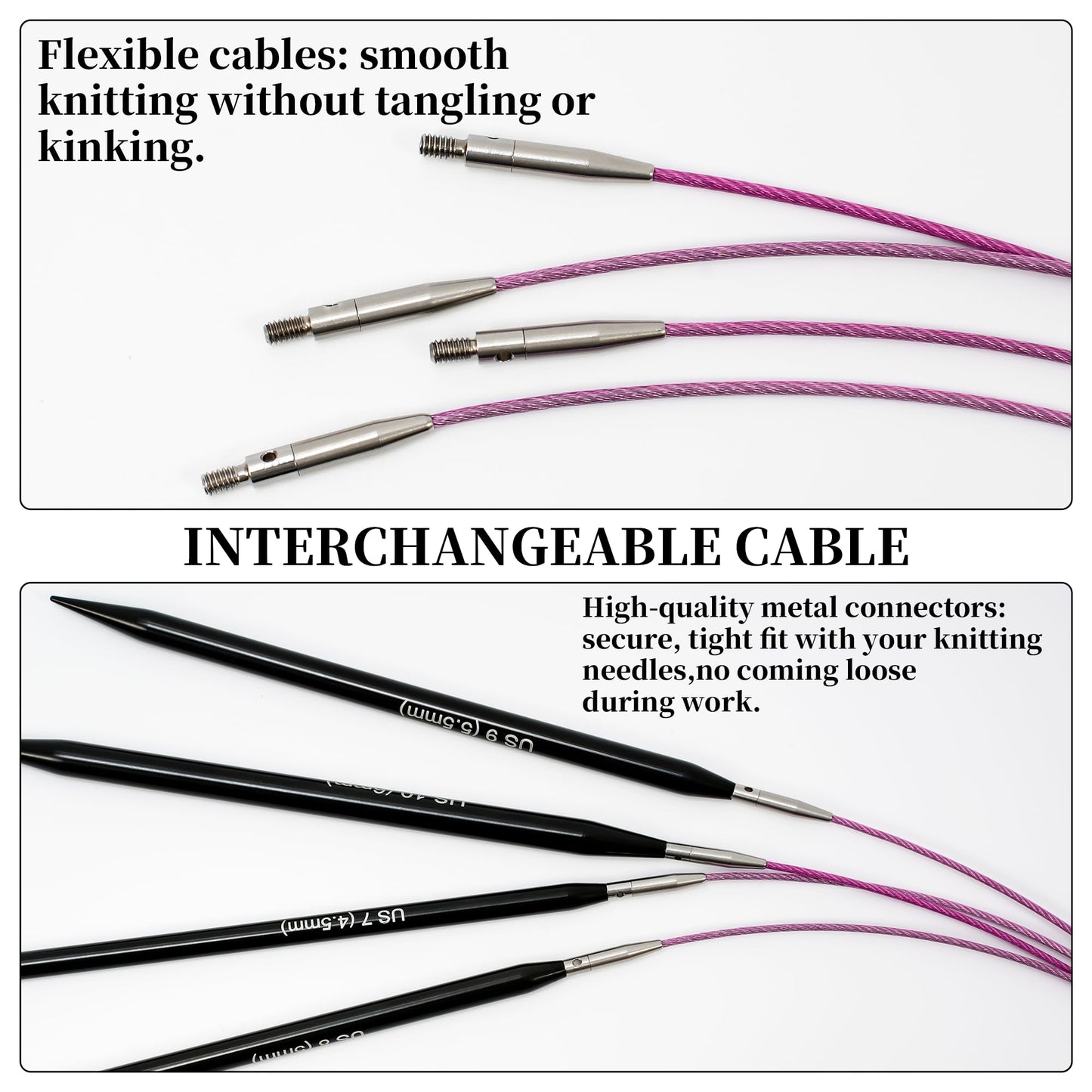 Froggod 4.53-inch (11.5cm) Interchangeable Circular Knitting Needles Set Aluminum US Sizes 2.5, 4, 5, 6, 7, 8, 9, 10, 11 with Interchangeable Knitting Needles and Cables, Accessories and Case, 9 Pairs