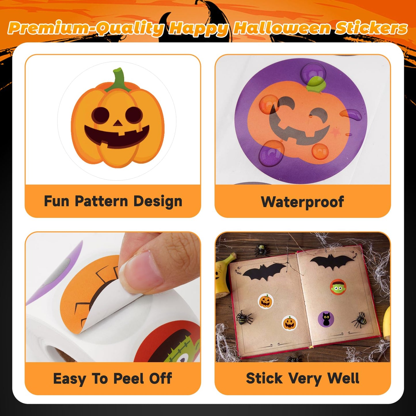 Anwyll 1000Pcs Halloween Stickers + 60Pcs Halloween Labels Gift Stickers
