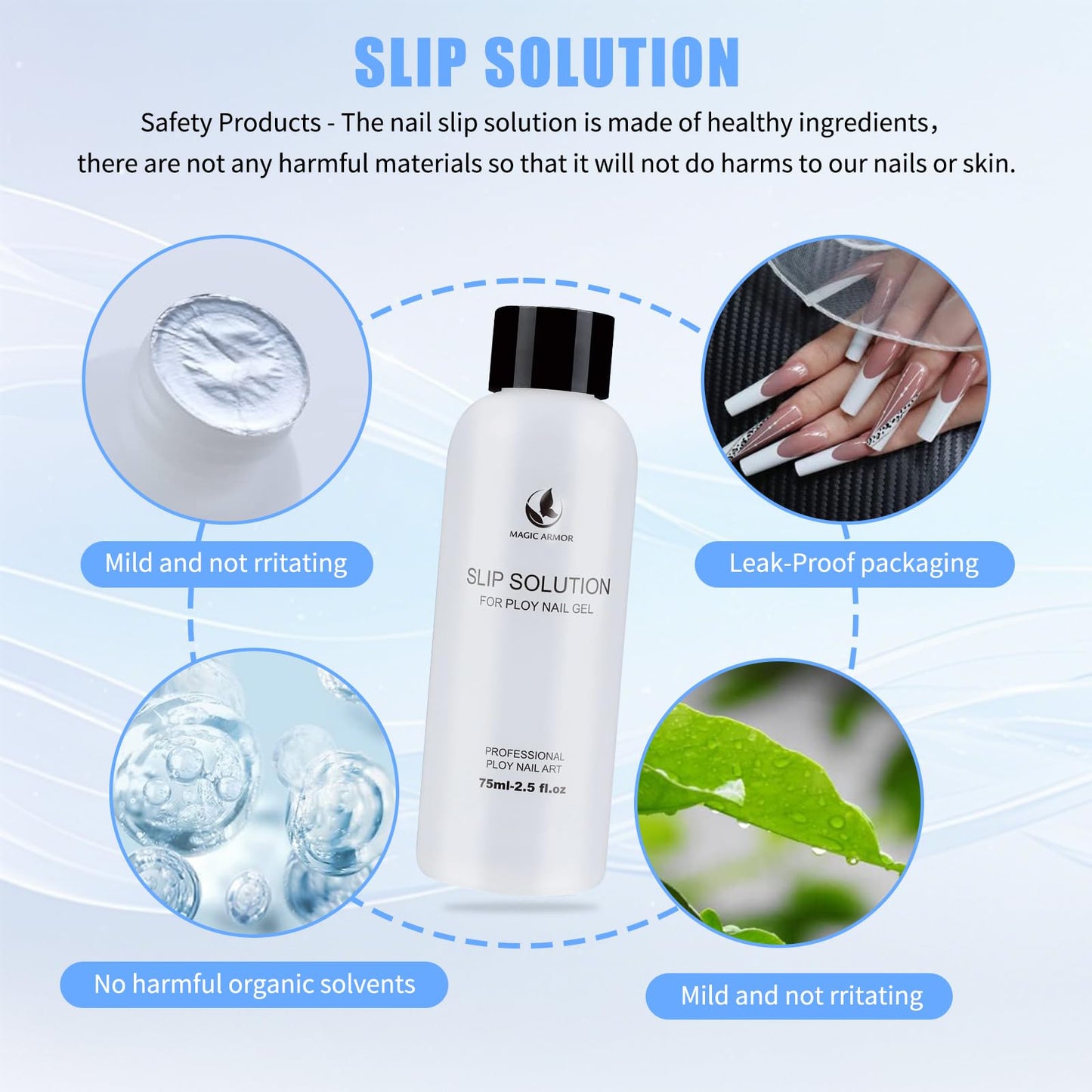 Poly Gel Slip Solution Kit - 5oz Slip Solution for Nail Extensions with 120pcs Dual Forms, Nail Clips, Dual-Ended Brush & Crystal Cup - Beginner-Friendly DIY Nail Art Set for Women at Home
